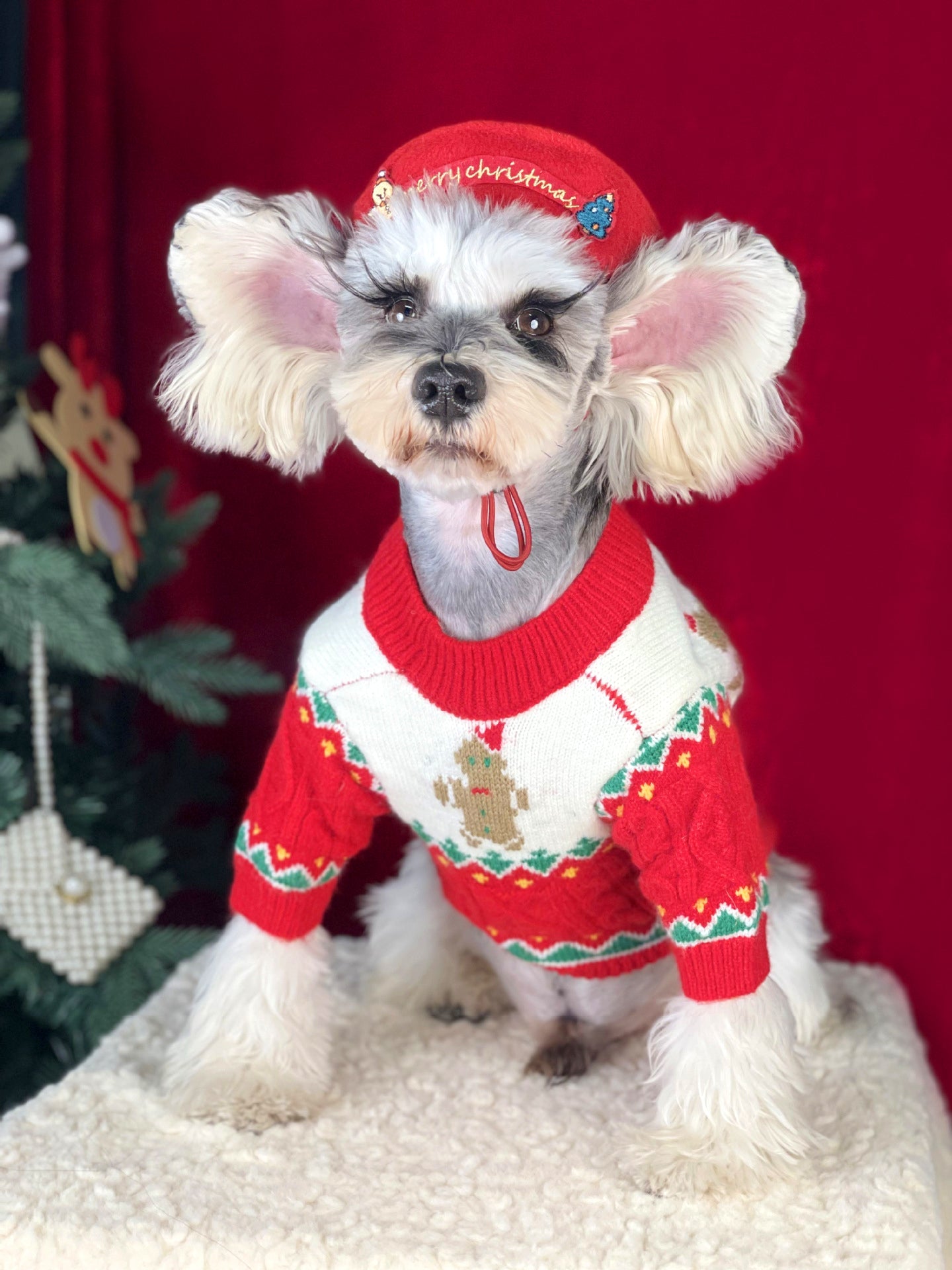 Christmas Dog Sweater Cozy Knitted Holiday Jumper Pullover Warm