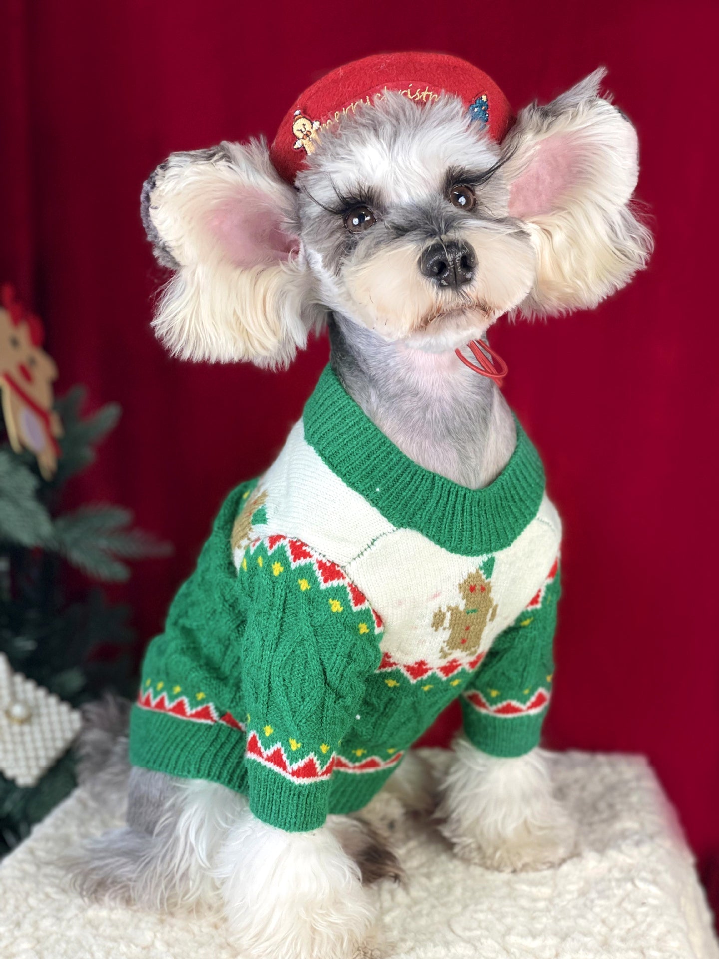 Christmas Dog Sweater Cozy Knitted Holiday Jumper Pullover Warm
