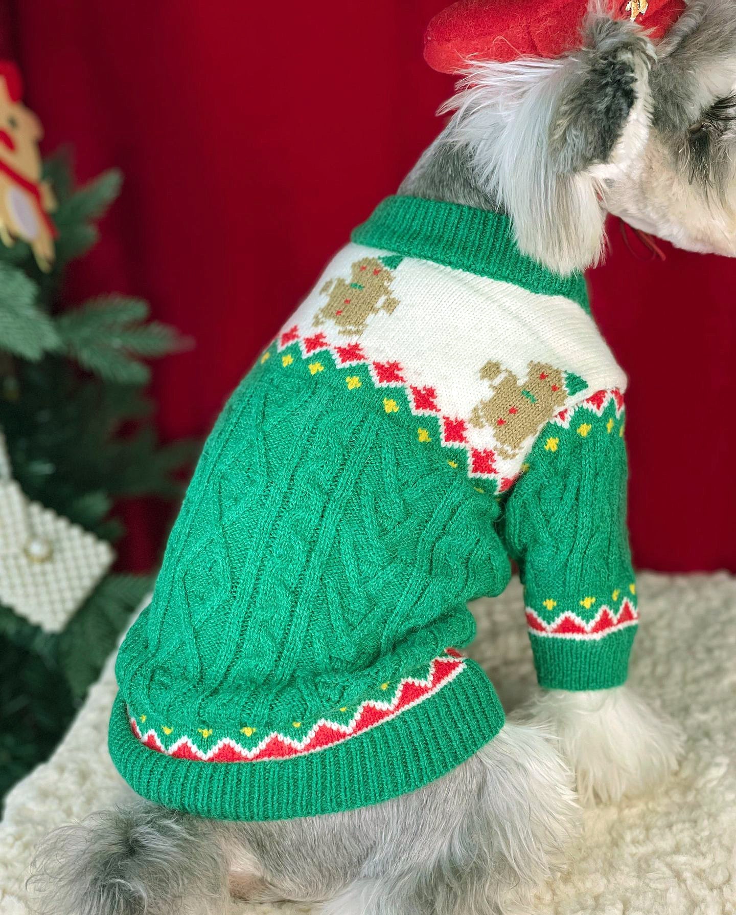Christmas Dog Sweater Cozy Knitted Holiday Jumper Pullover Warm