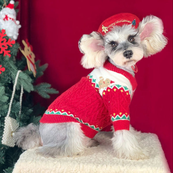 Christmas Dog Sweater Cozy Knitted Holiday Jumper Pullover Warm