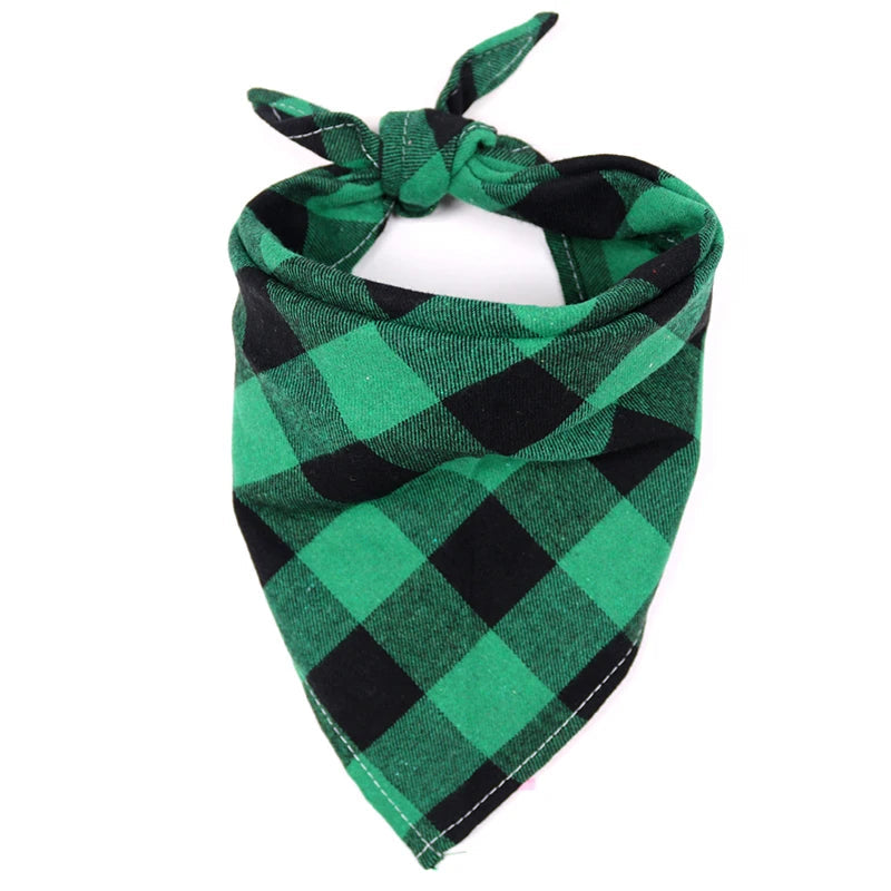 Large Cotton Plaid Dog Bandana Scarf Bow