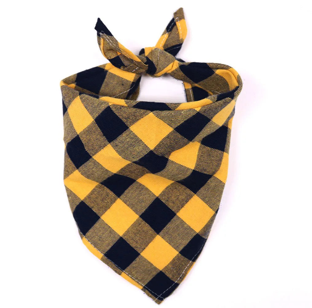 Large Cotton Plaid Dog Bandana Scarf Bow