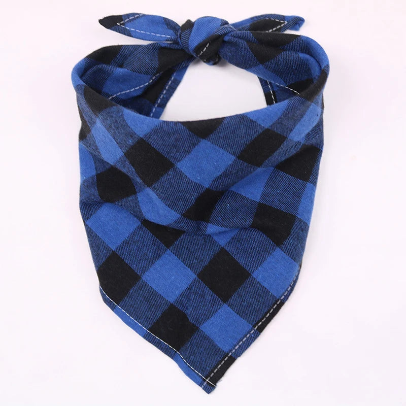 Large Cotton Plaid Dog Bandana Scarf Bow