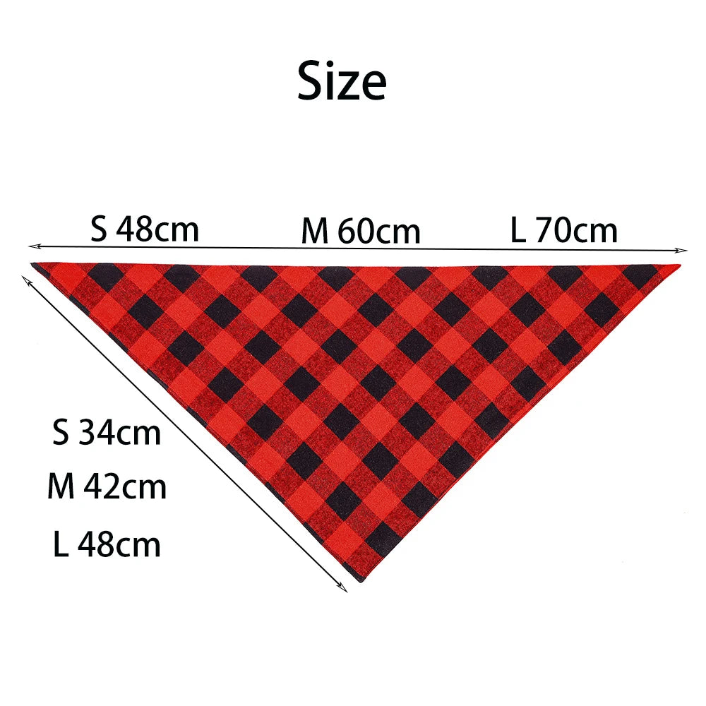 Large Cotton Plaid Dog Bandana Scarf Bow