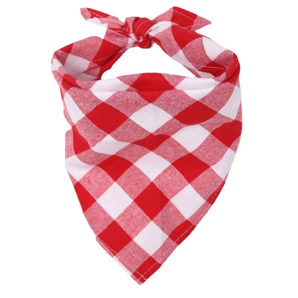 Large Cotton Plaid Dog Bandana Scarf Bow