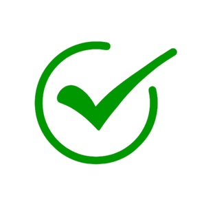 Green check mark icon on a white background