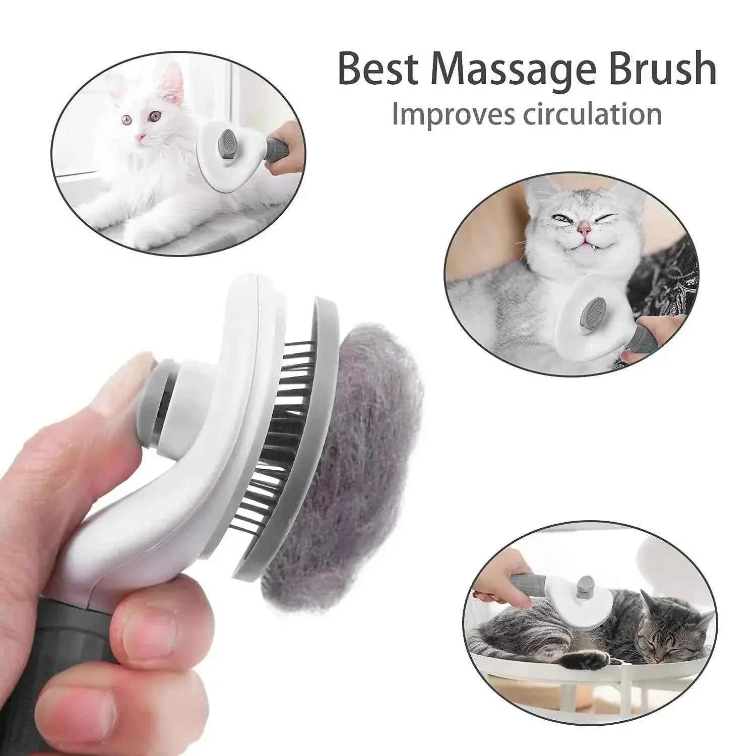 Self-Cleaning Pet Hair Removal Brush for Grooming