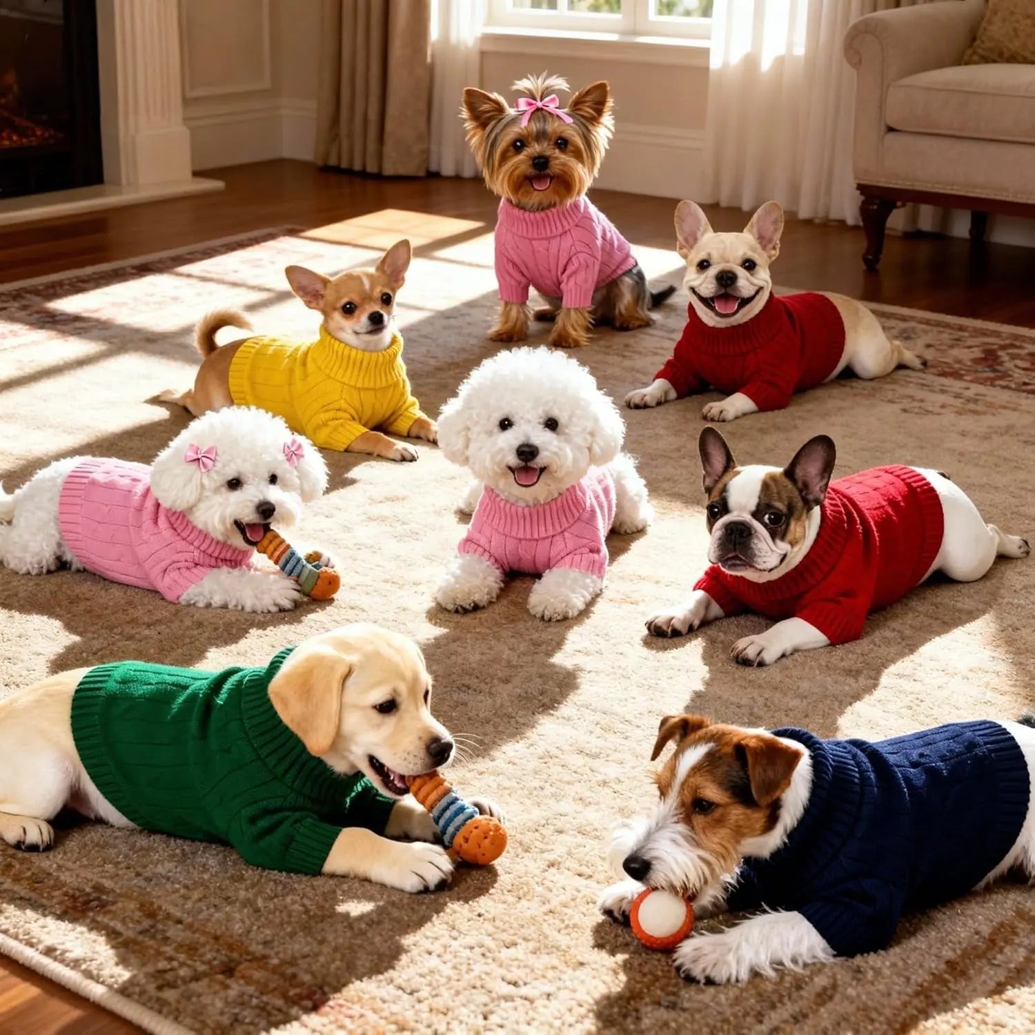 Small Dog Warm Turtleneck Cable Knit Sweater