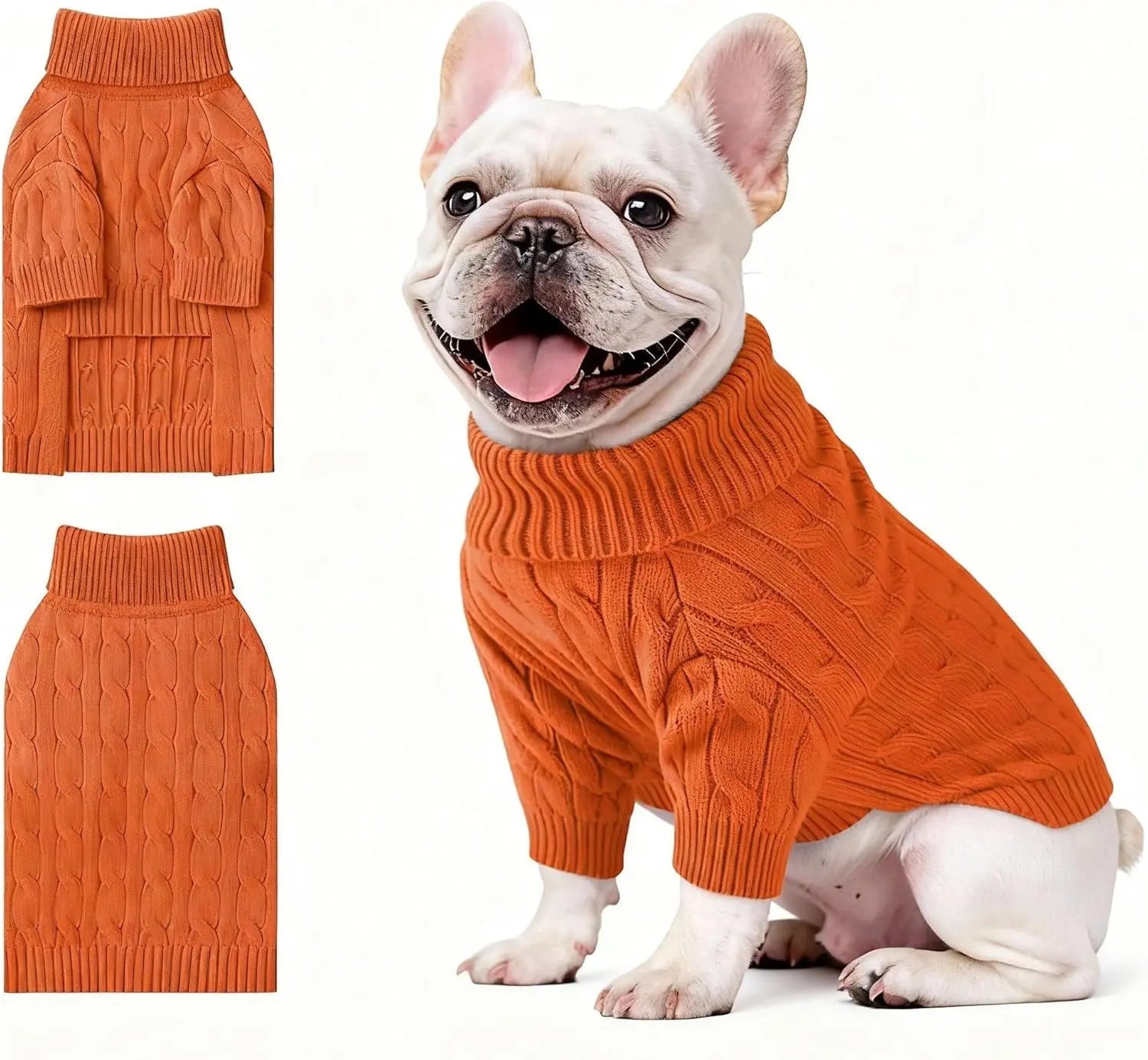 Small Dog Warm Turtleneck Cable Knit Sweater