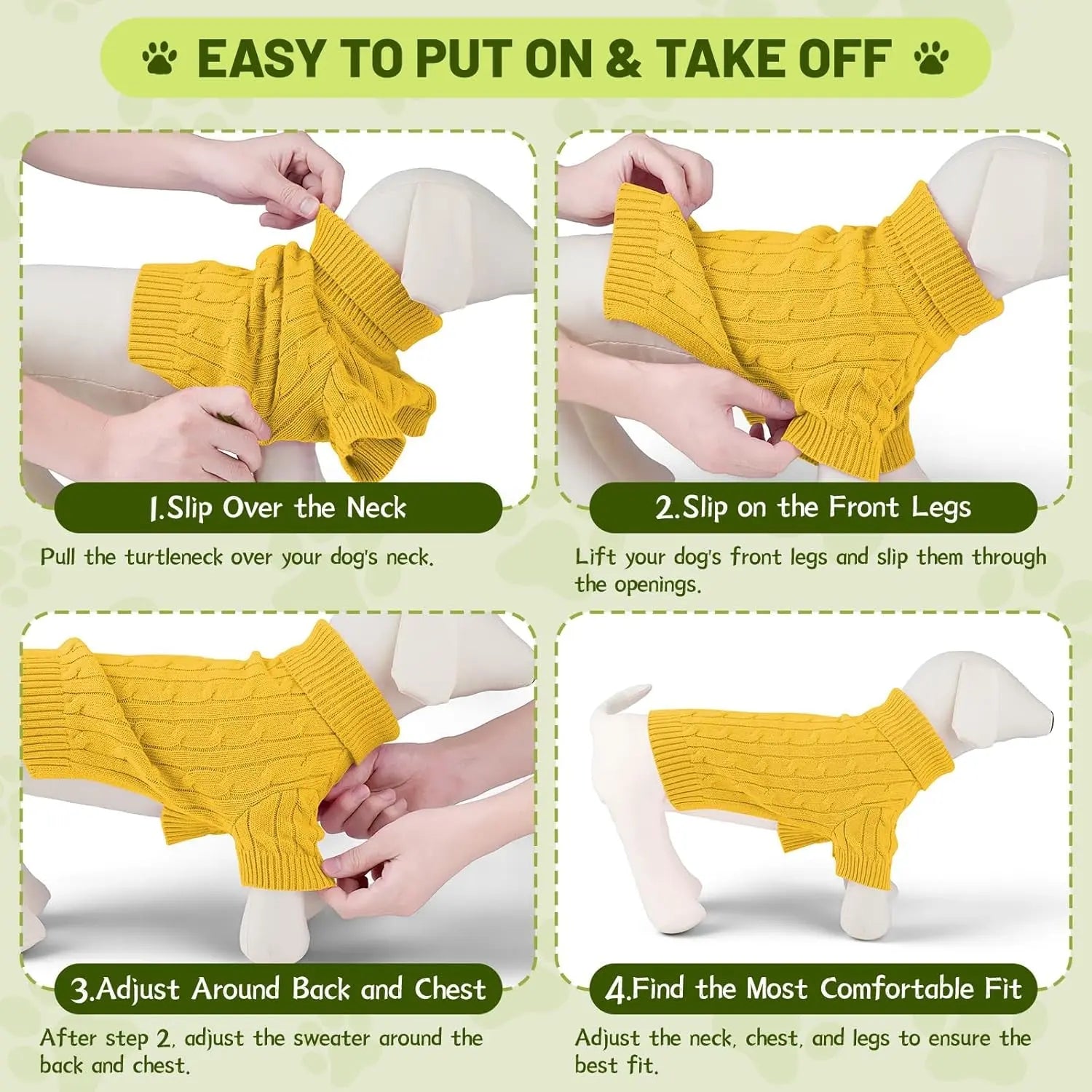 Small Dog Warm Turtleneck Cable Knit Sweater