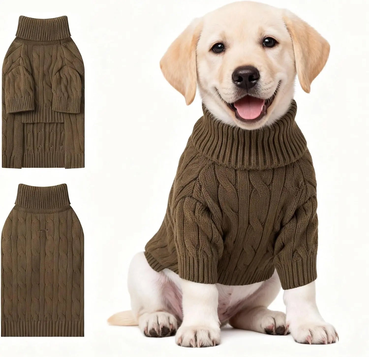 Small Dog Warm Turtleneck Cable Knit Sweater
