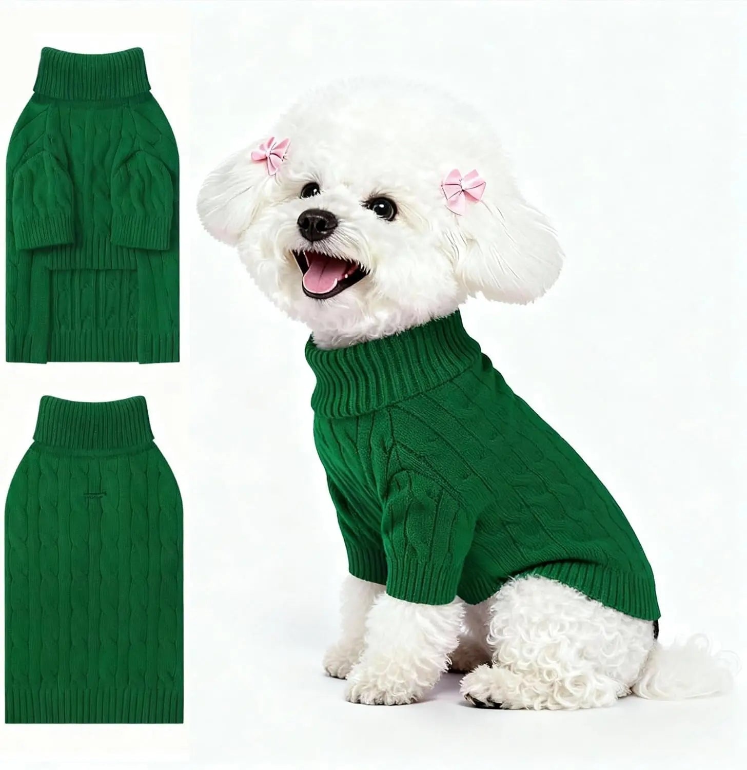 Small Dog Warm Turtleneck Cable Knit Sweater