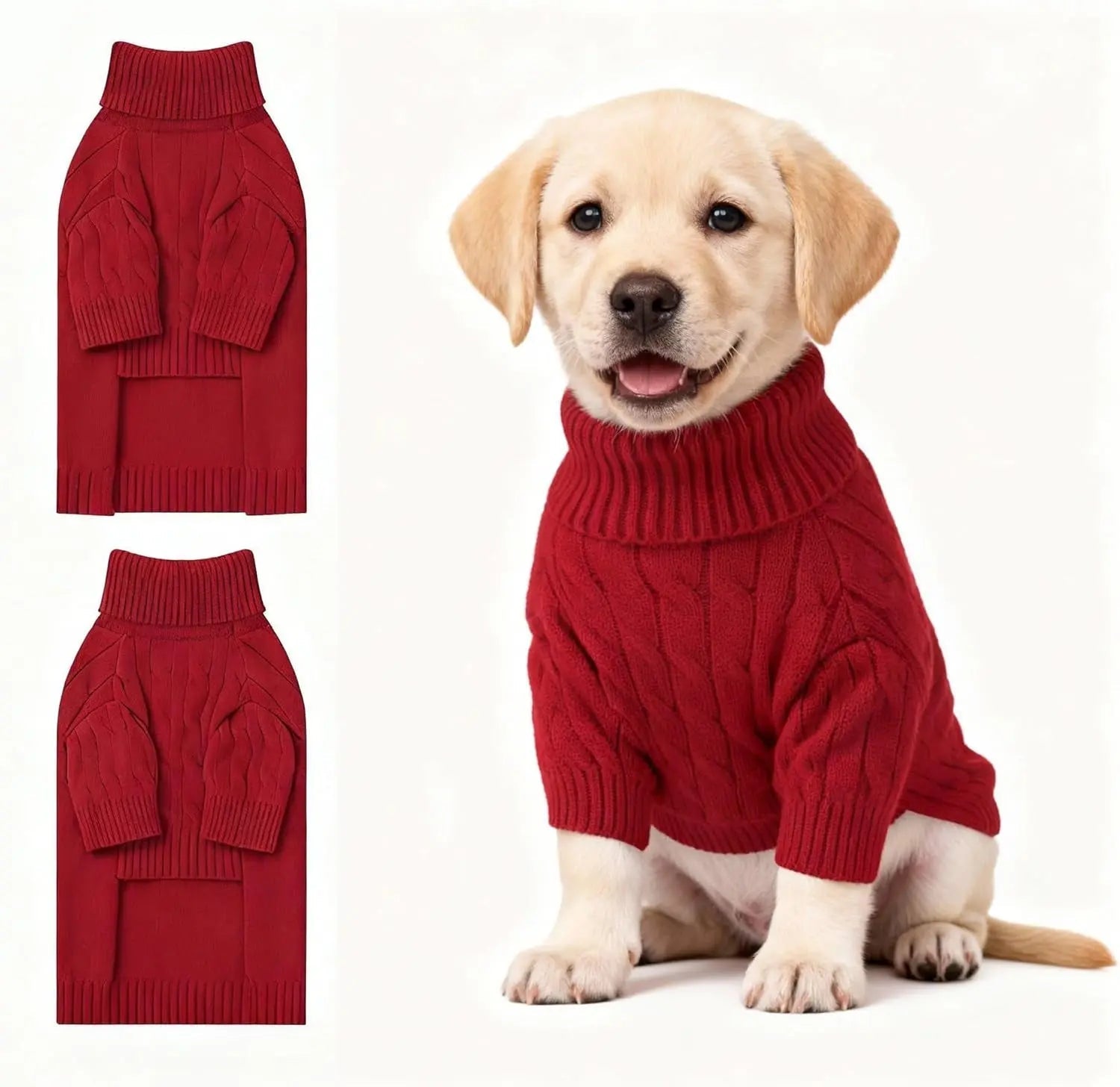 Small Dog Warm Turtleneck Cable Knit Sweater