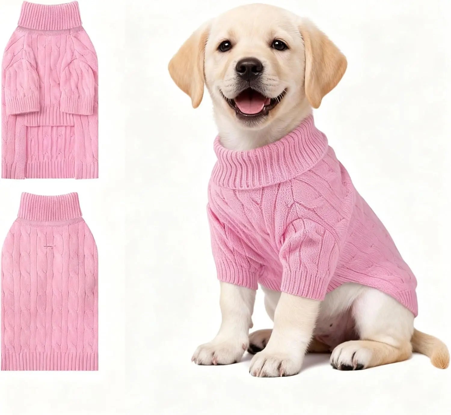 Small Dog Warm Turtleneck Cable Knit Sweater