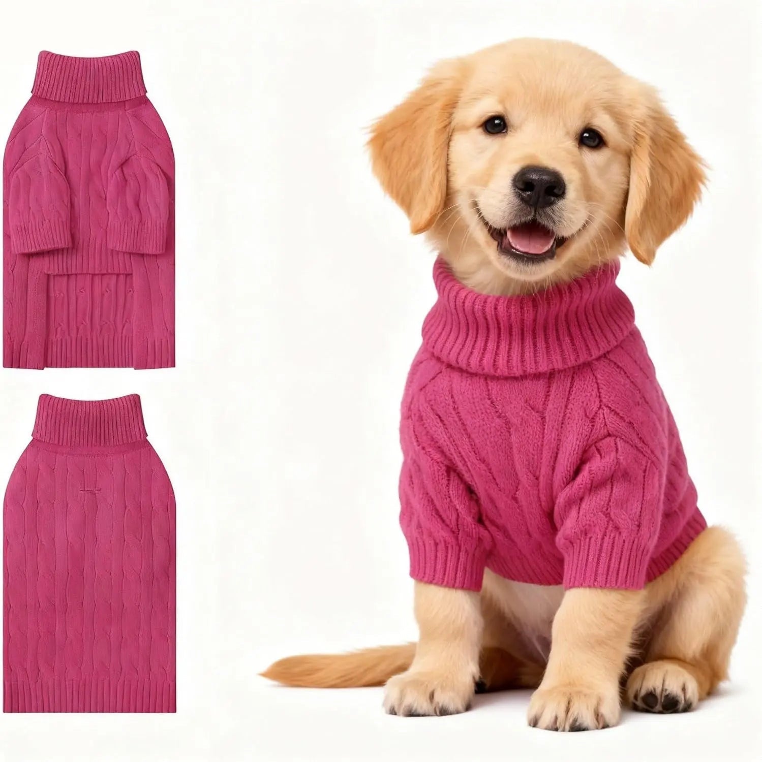 Small Dog Warm Turtleneck Cable Knit Sweater