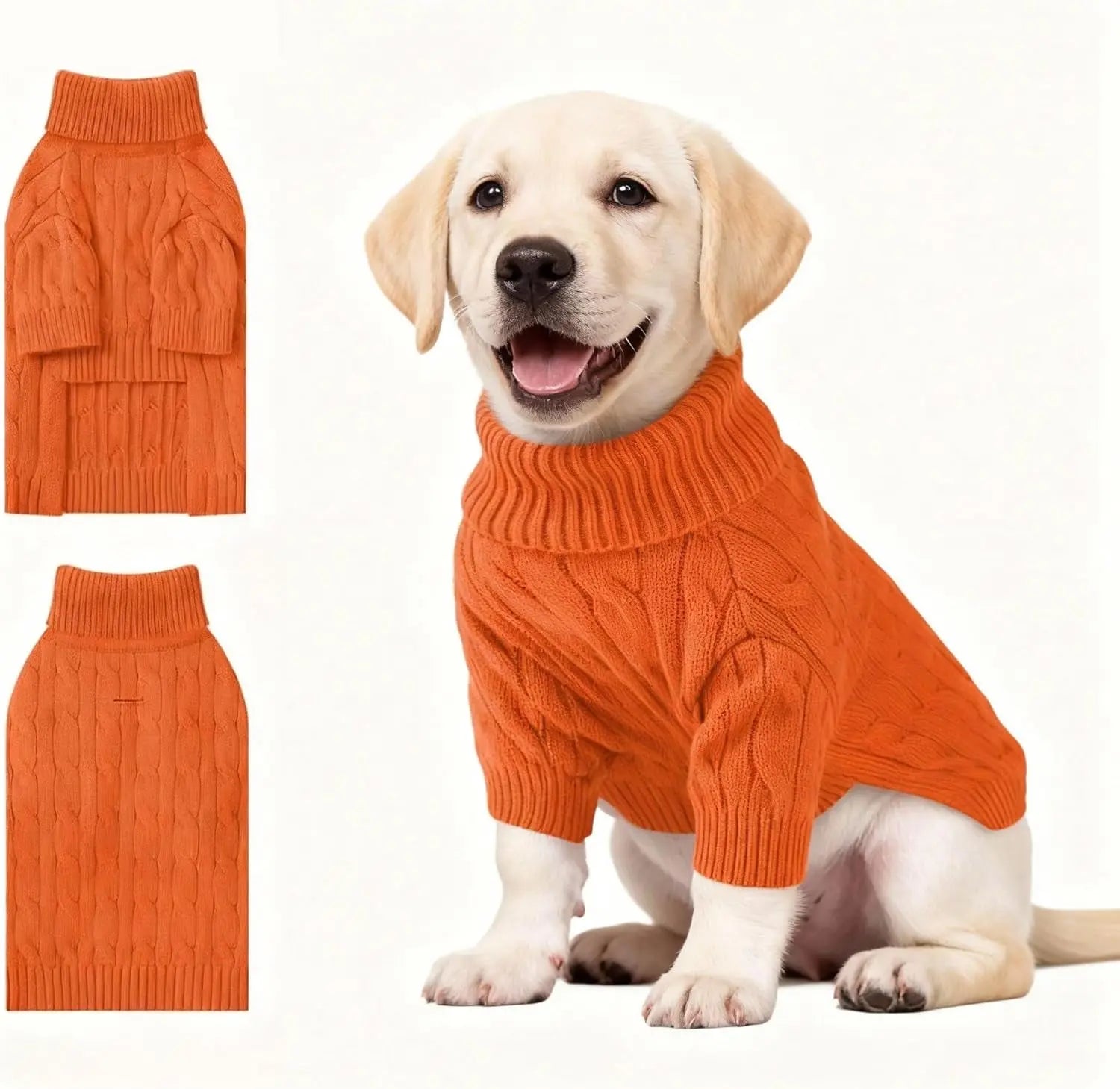Small Dog Warm Turtleneck Cable Knit Sweater