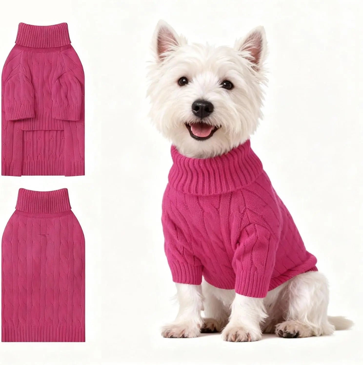 Small Dog Warm Turtleneck Cable Knit Sweater