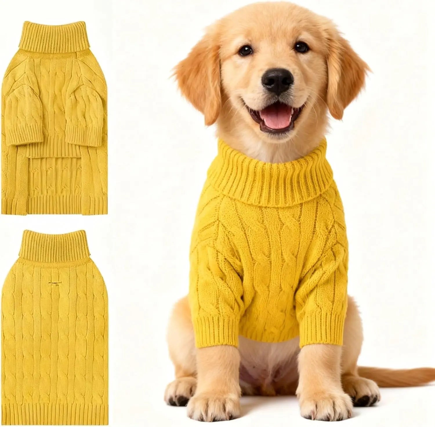 Small Dog Warm Turtleneck Cable Knit Sweater