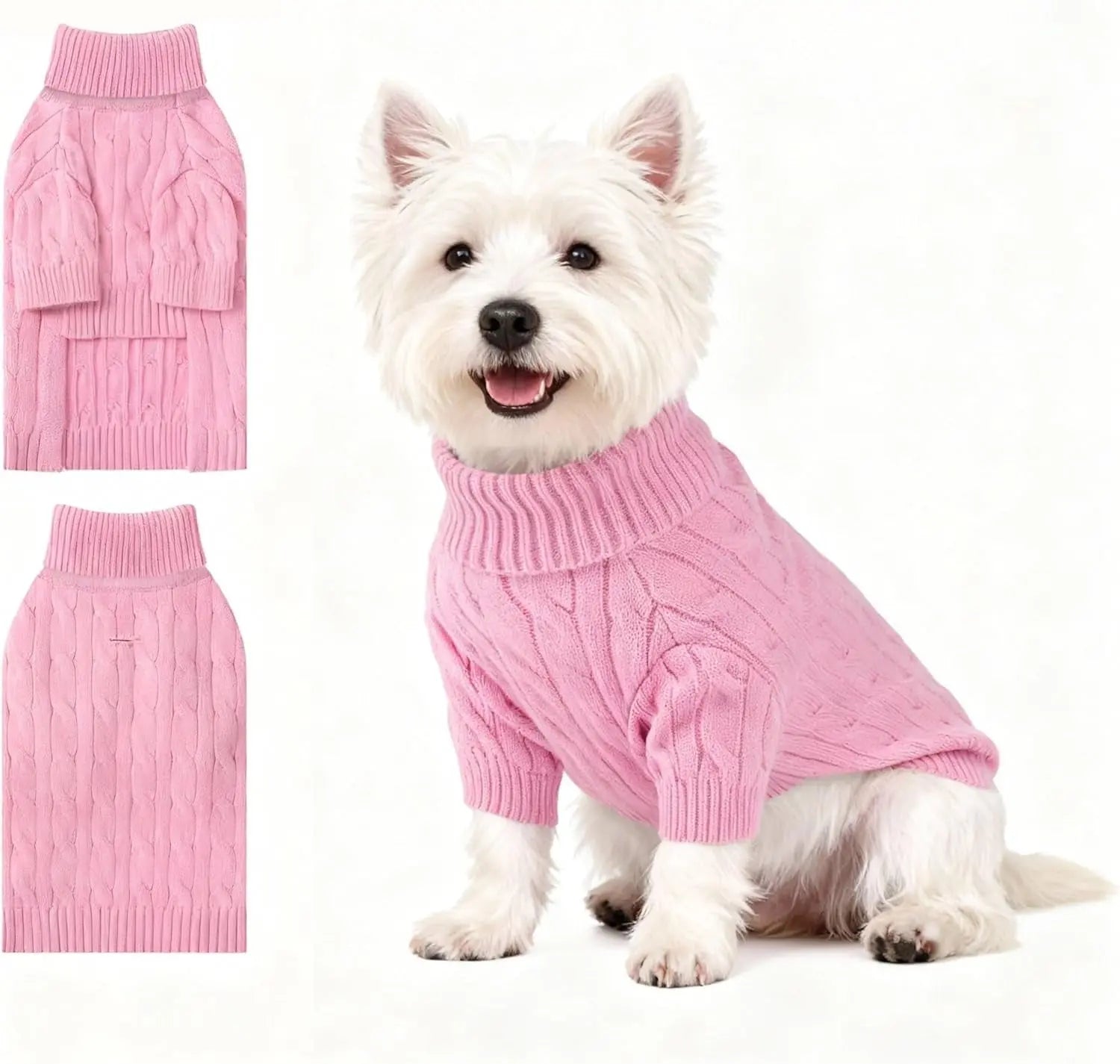 Small Dog Warm Turtleneck Cable Knit Sweater