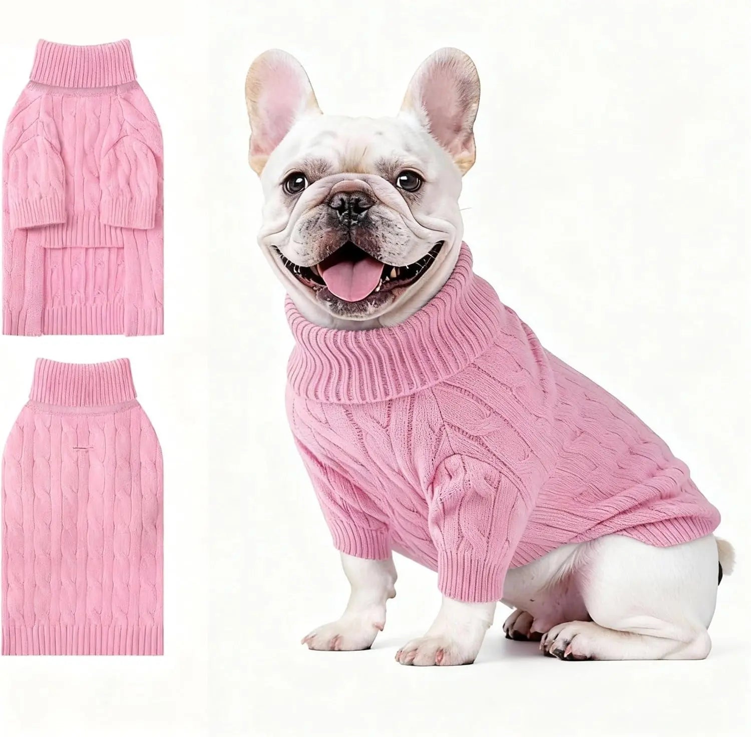 Small Dog Warm Turtleneck Cable Knit Sweater