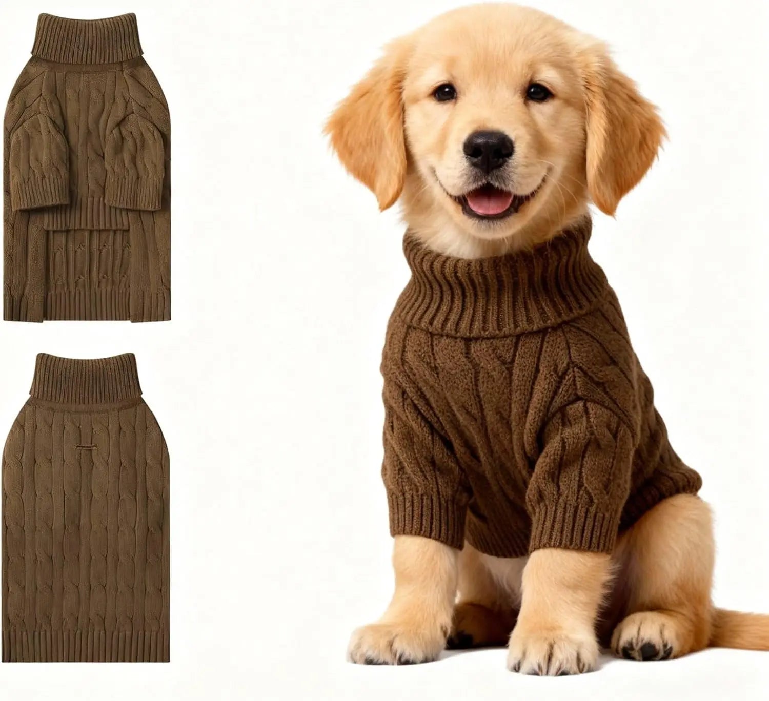 Small Dog Warm Turtleneck Cable Knit Sweater