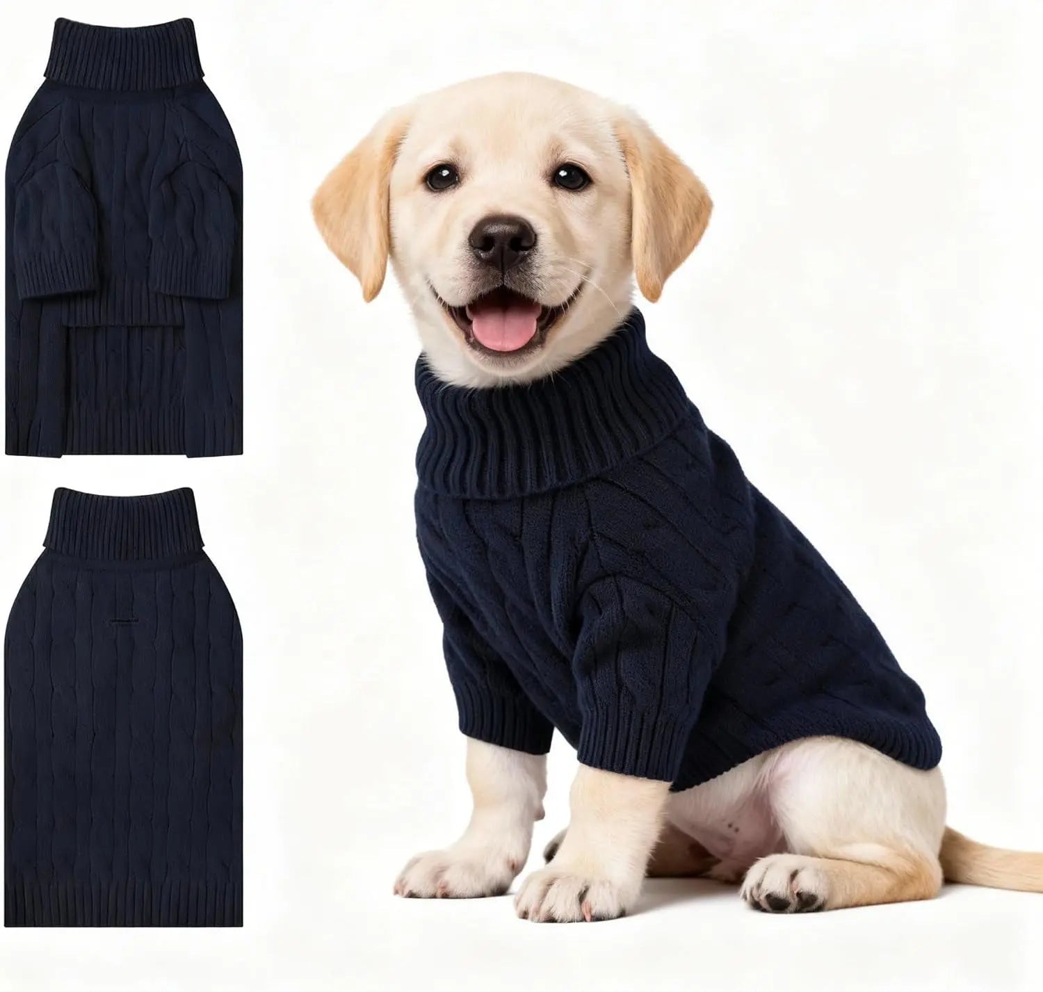 Small Dog Warm Turtleneck Cable Knit Sweater
