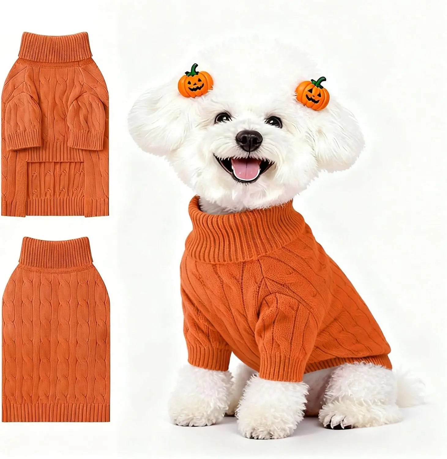 Small Dog Warm Turtleneck Cable Knit Sweater