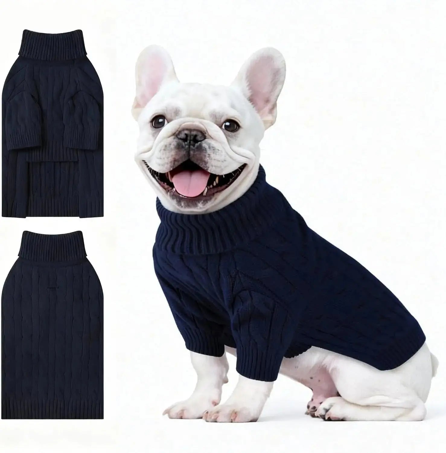 Small Dog Warm Turtleneck Cable Knit Sweater