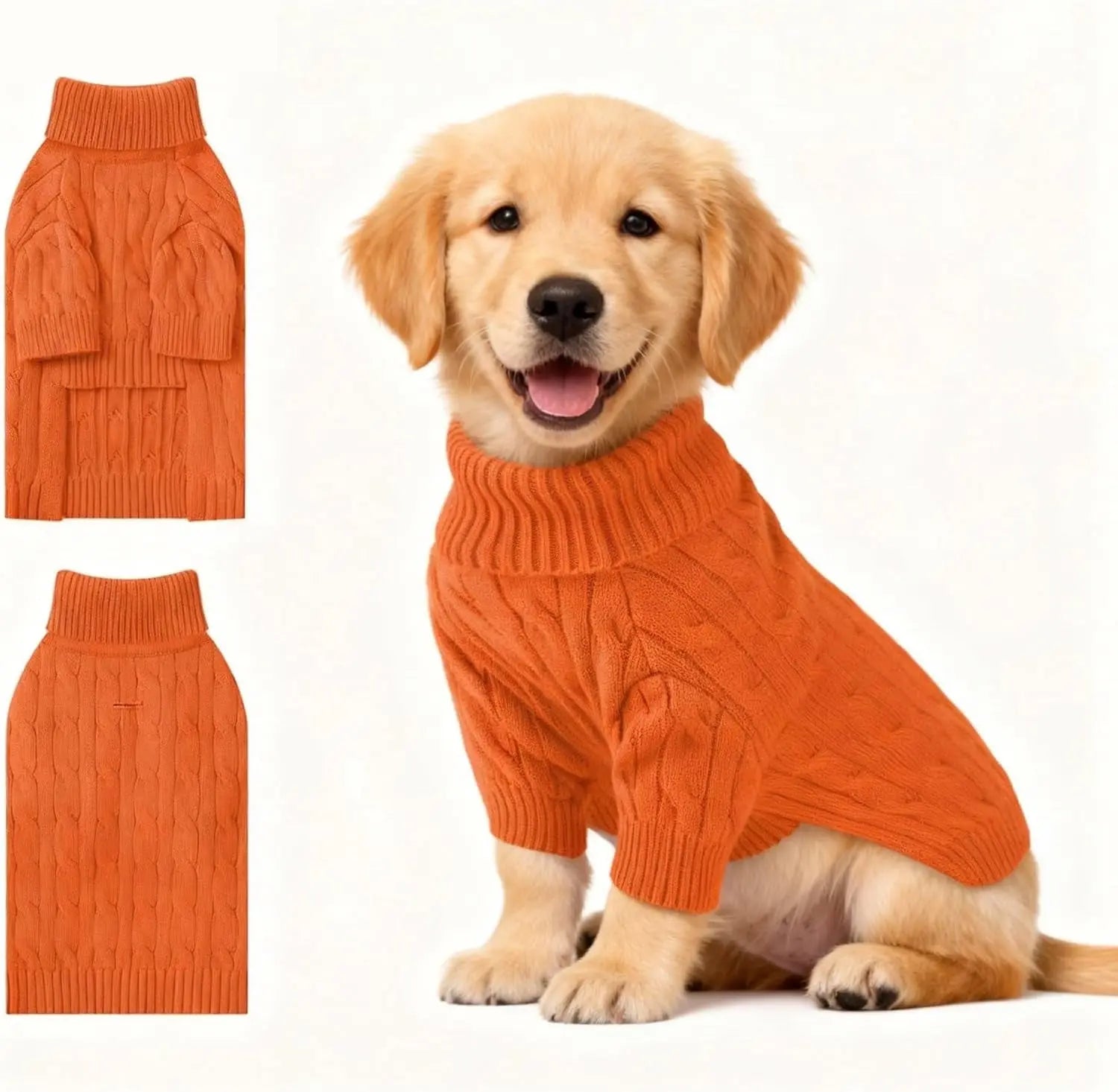 Small Dog Warm Turtleneck Cable Knit Sweater