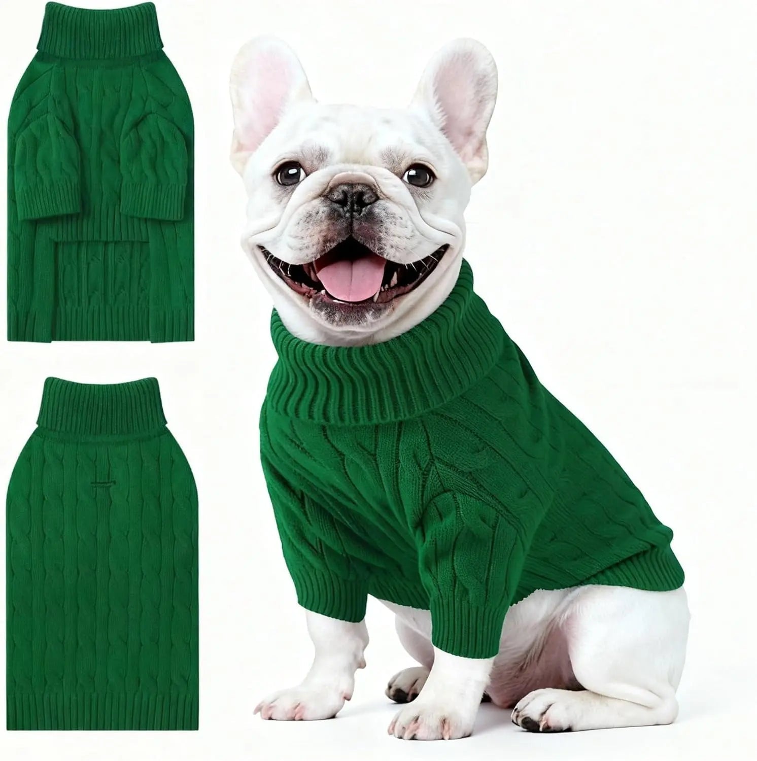 Small Dog Warm Turtleneck Cable Knit Sweater