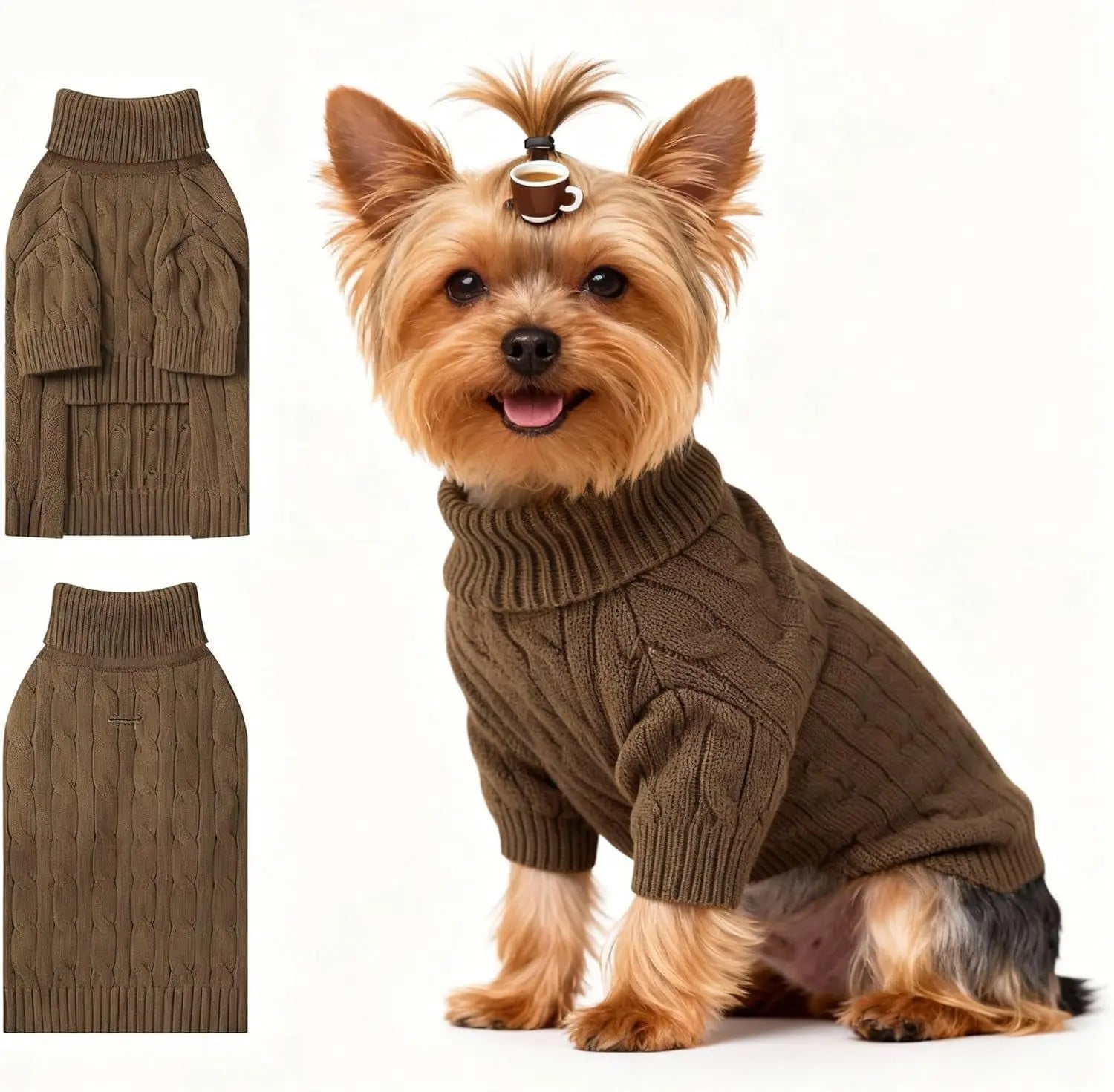 Small Dog Warm Turtleneck Cable Knit Sweater