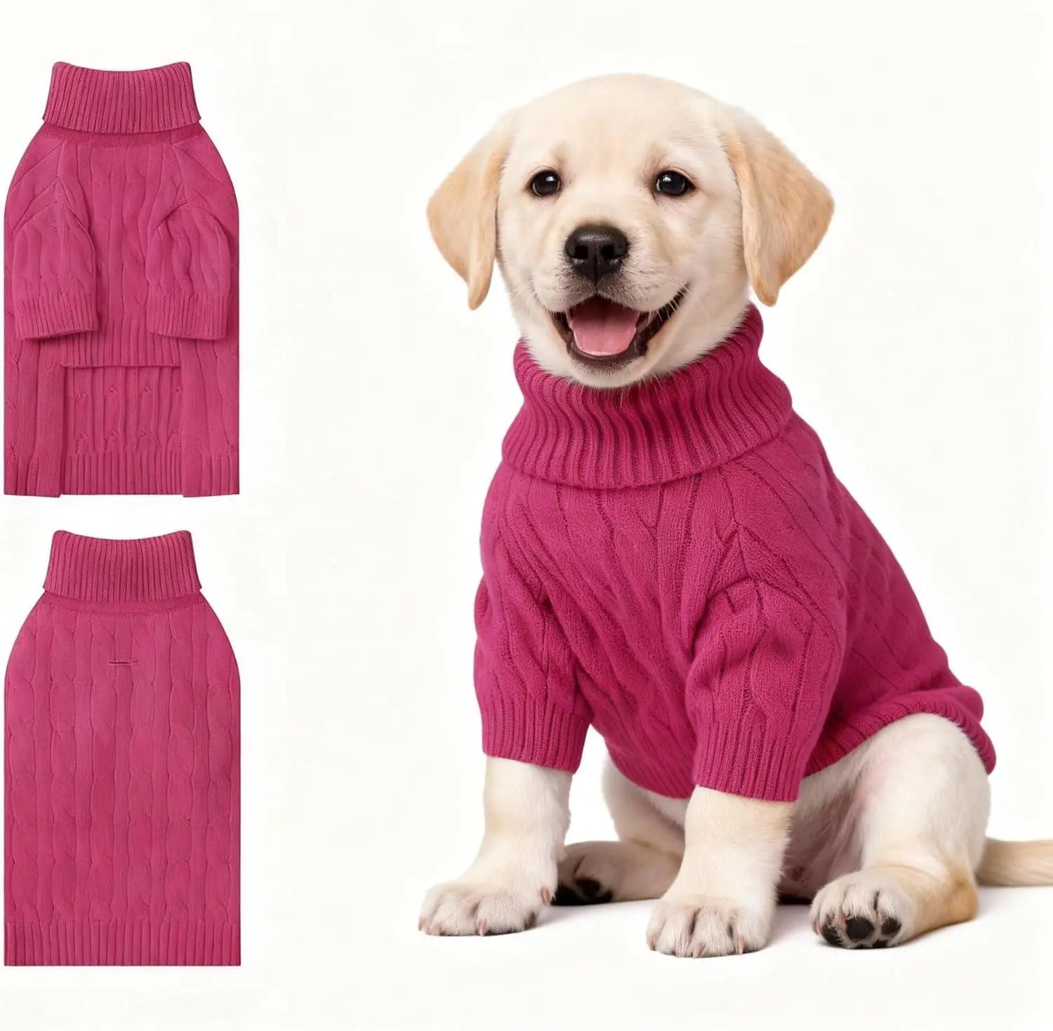 Small Dog Warm Turtleneck Cable Knit Sweater
