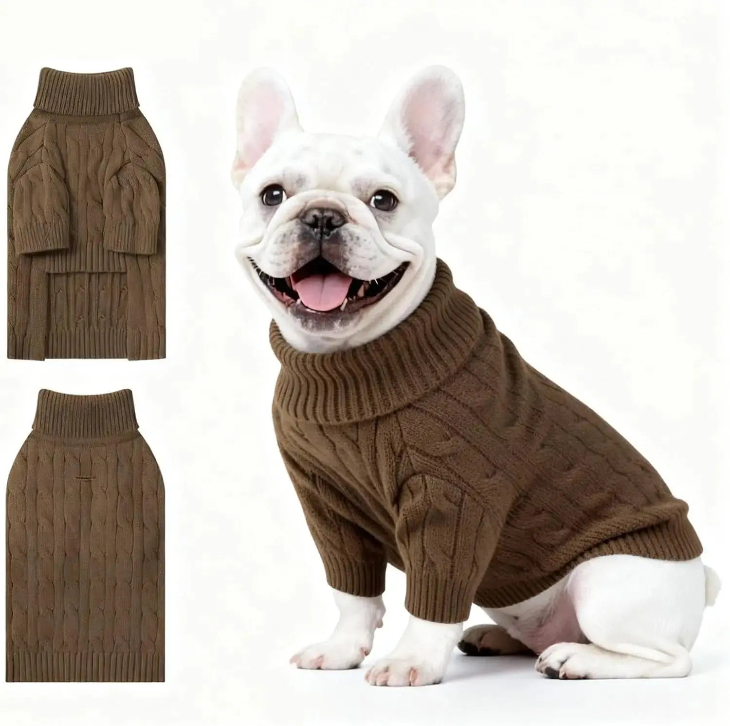 Small Dog Warm Turtleneck Cable Knit Sweater