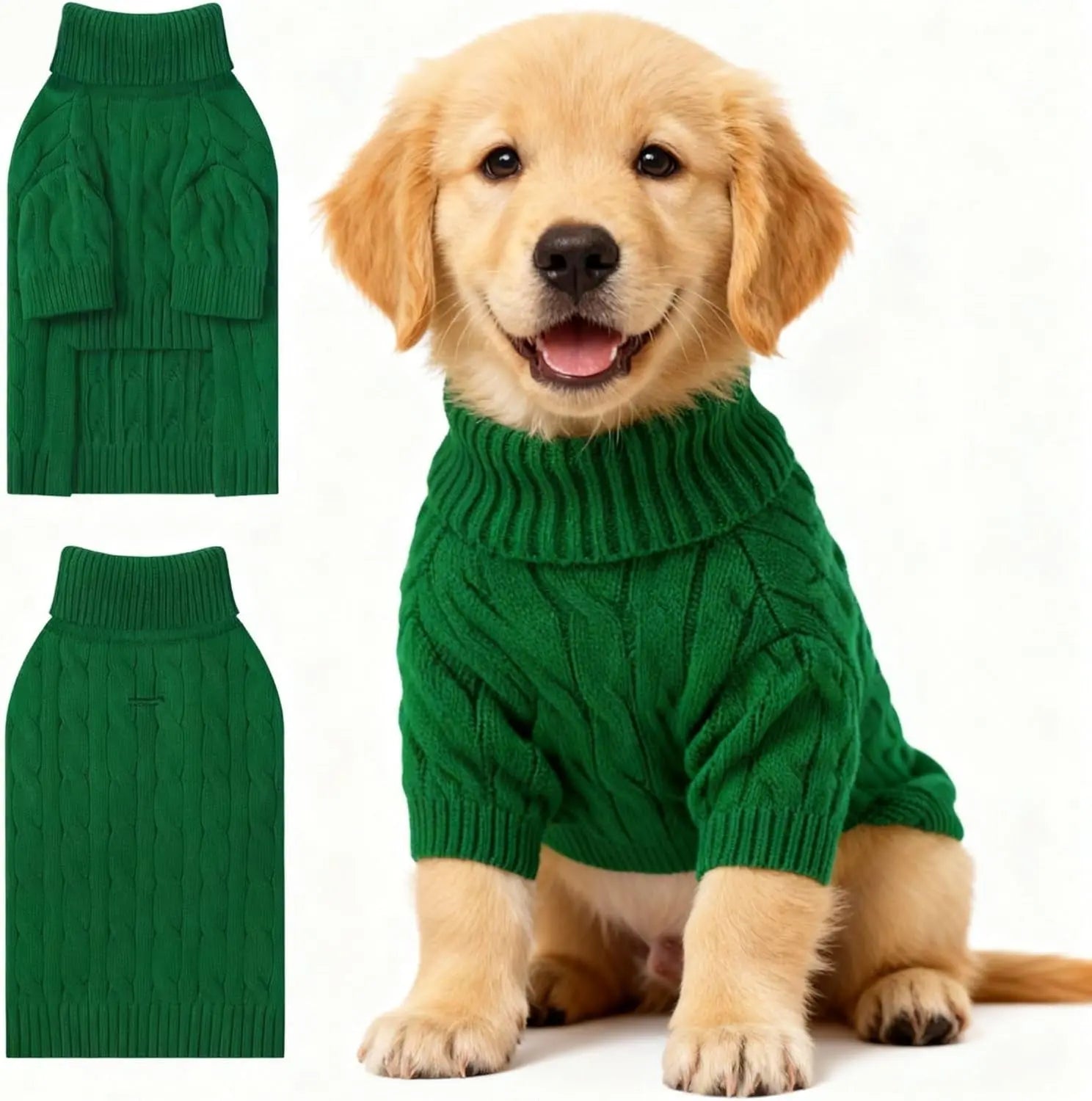 Small Dog Warm Turtleneck Cable Knit Sweater