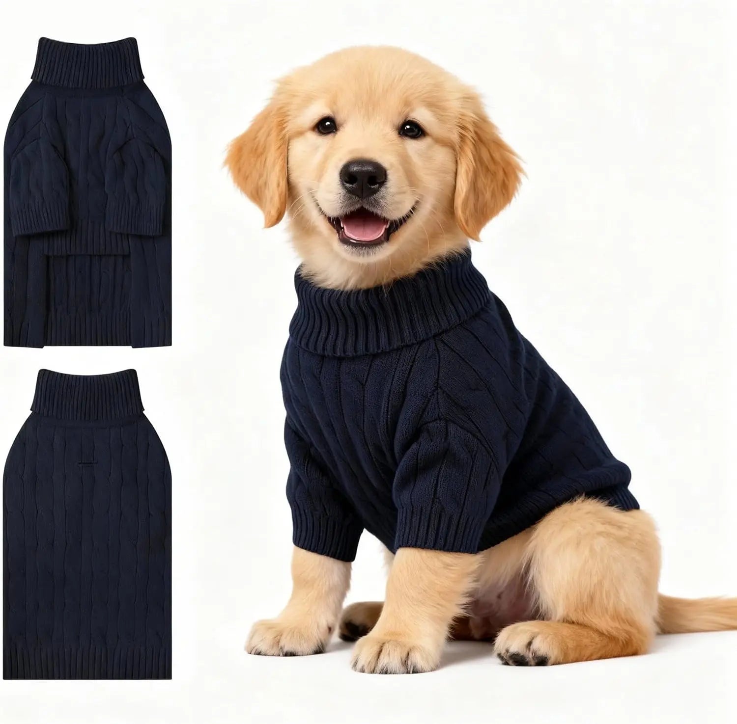 Small Dog Warm Turtleneck Cable Knit Sweater