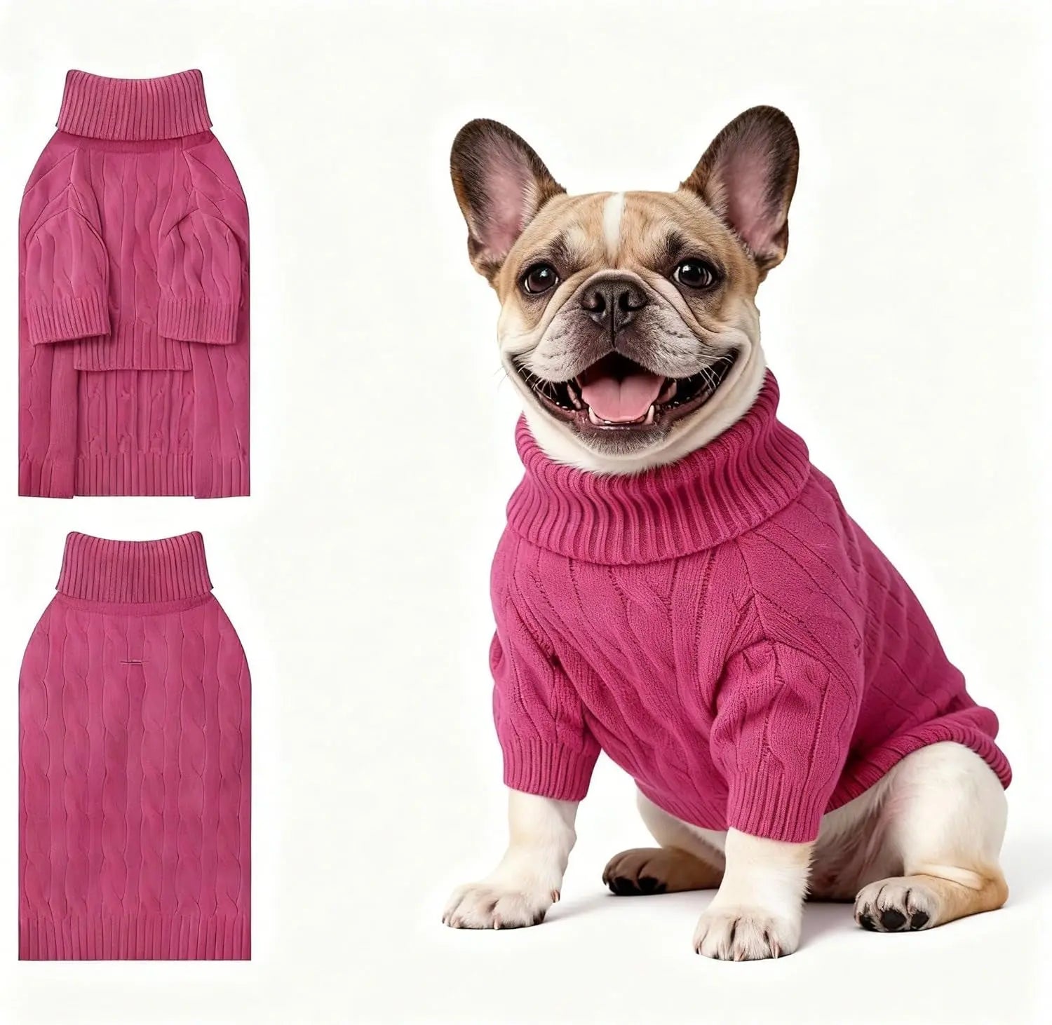 Small Dog Warm Turtleneck Cable Knit Sweater