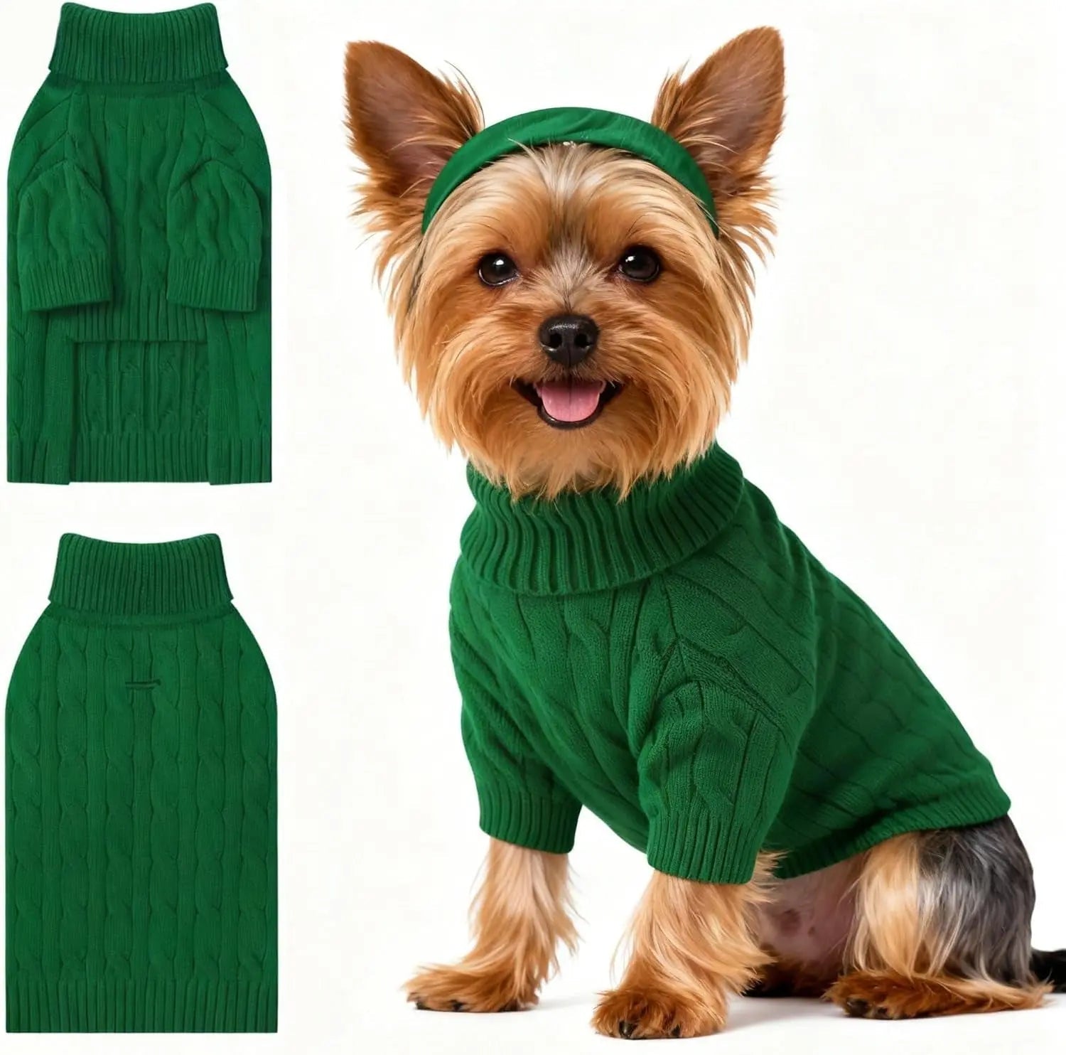 Small Dog Warm Turtleneck Cable Knit Sweater
