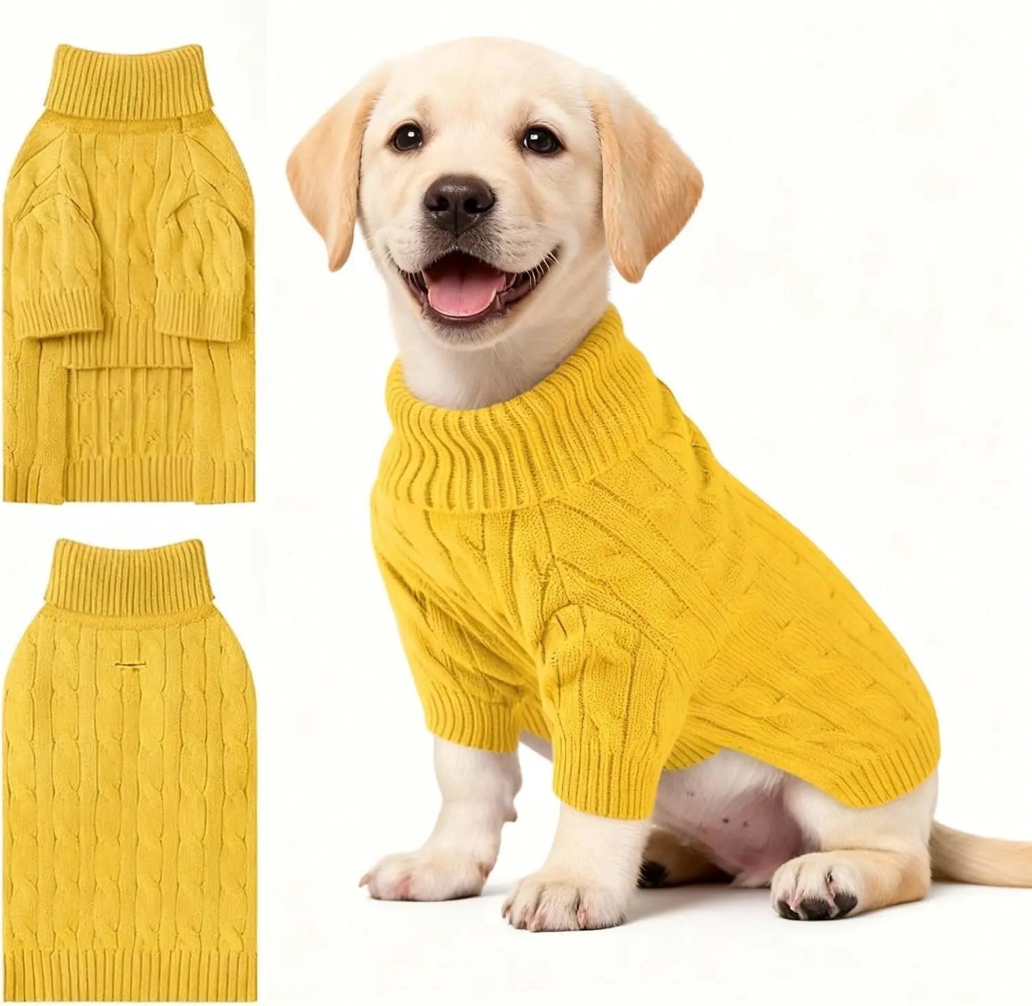Small Dog Warm Turtleneck Cable Knit Sweater