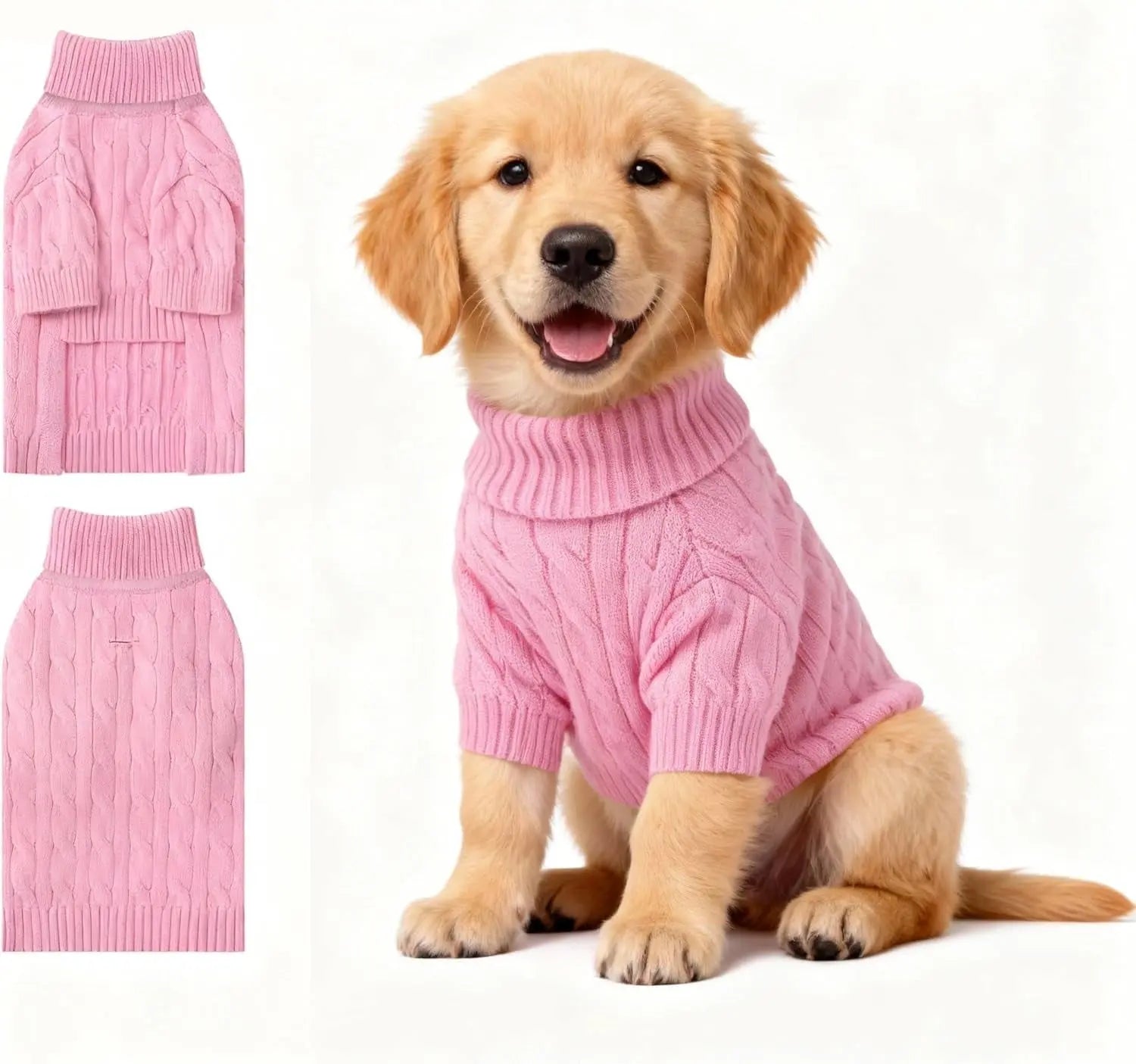Small Dog Warm Turtleneck Cable Knit Sweater