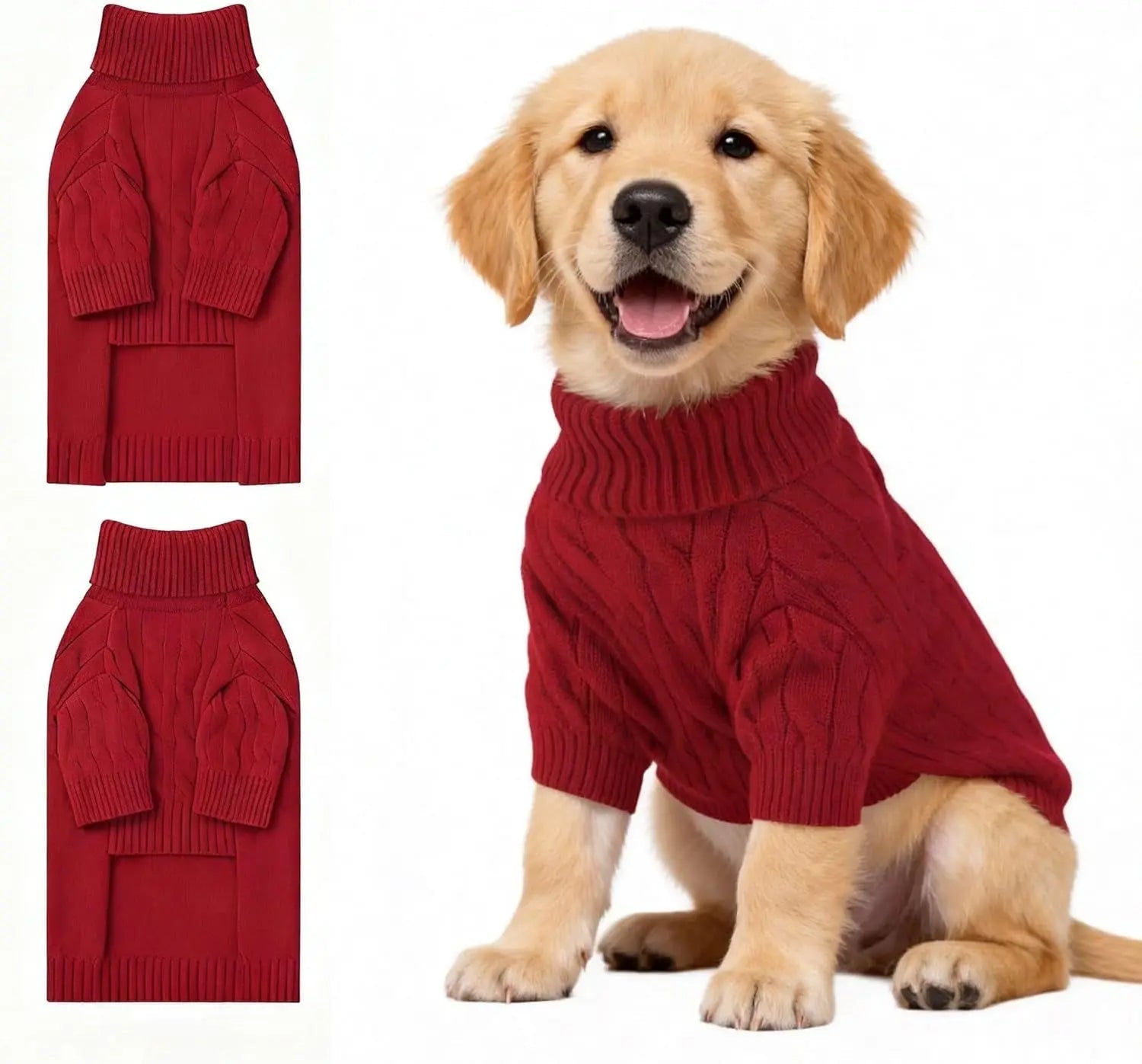 Small Dog Warm Turtleneck Cable Knit Sweater