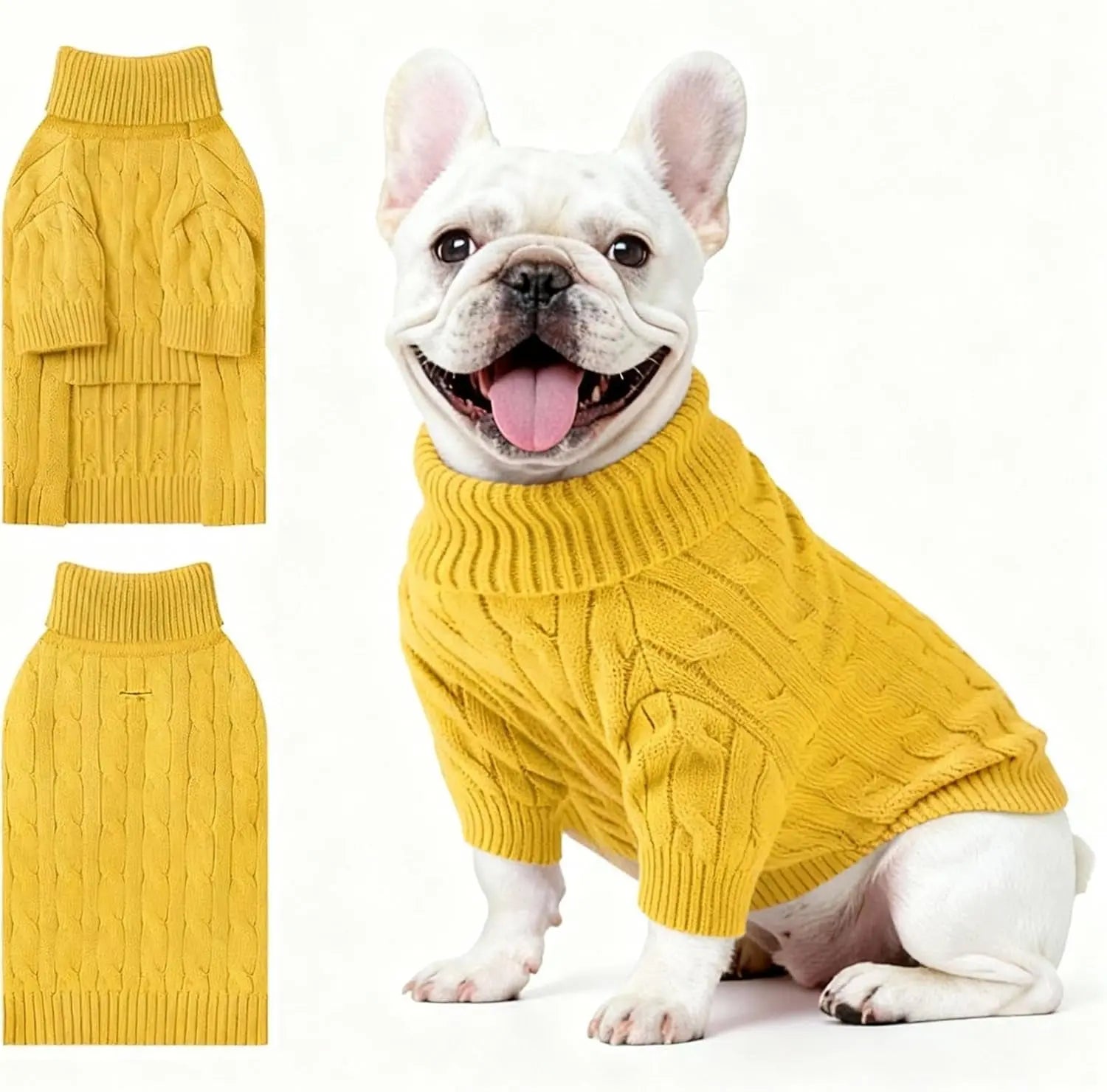 Small Dog Warm Turtleneck Cable Knit Sweater