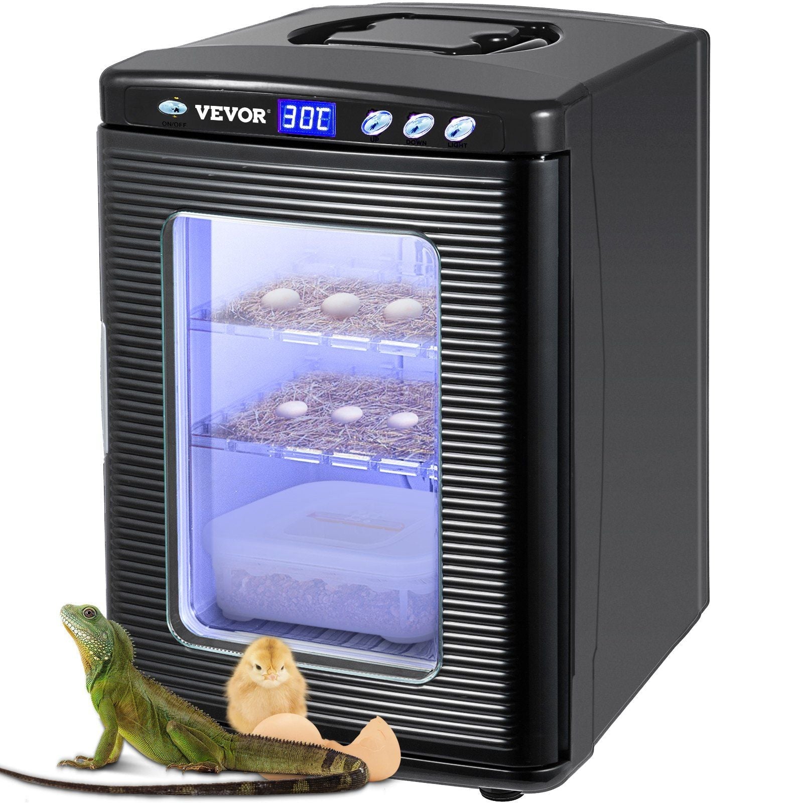 Black 25L Reptile Egg Incubator Digital Heating Cooling