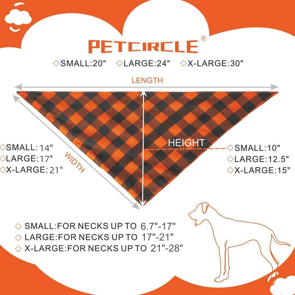 2 Pack Fall Dog Bandanas – Birthday Pet Scarf for Dogs & Cats, Orange L