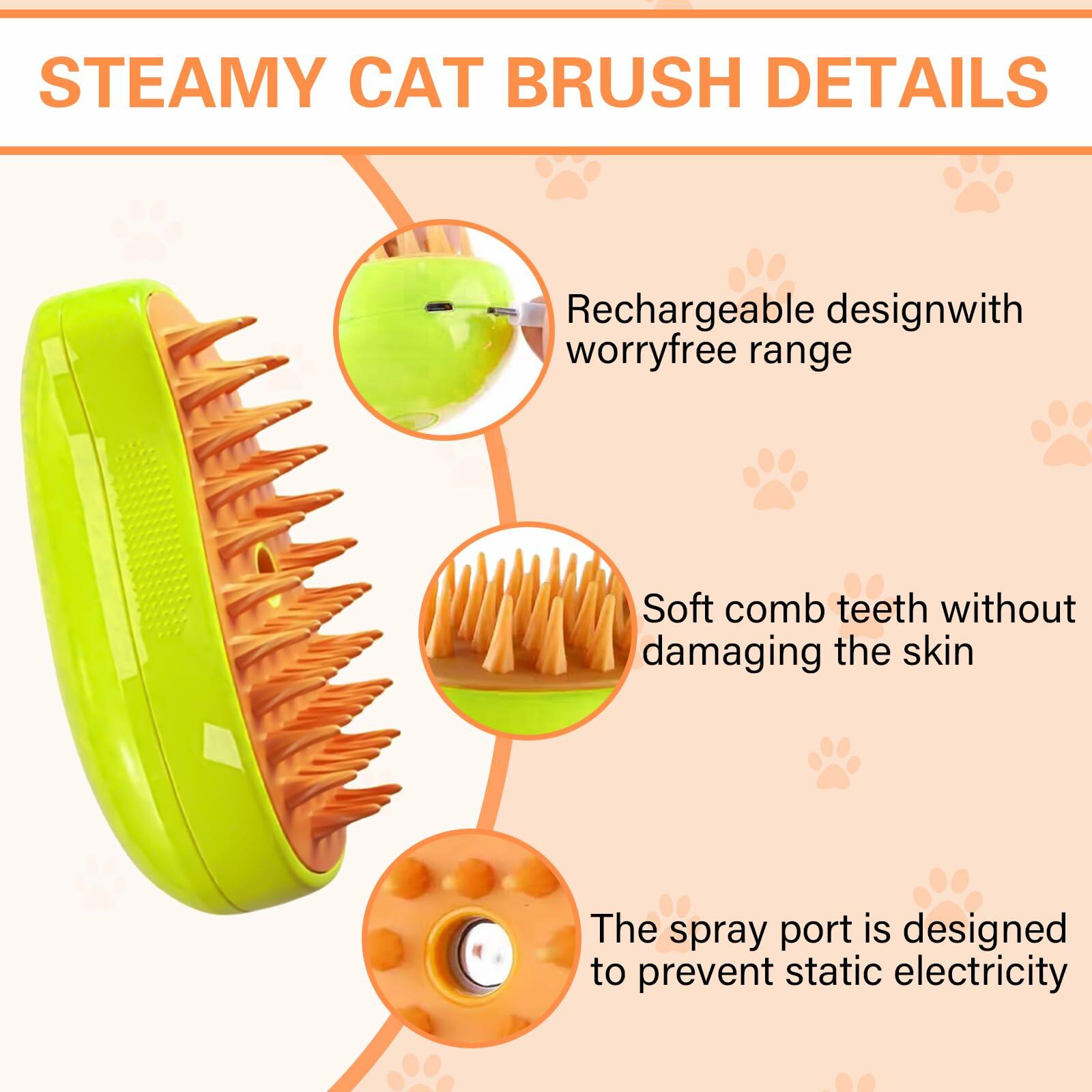 Steamy 3-in-1 Self-Cleaning Pet Brush
