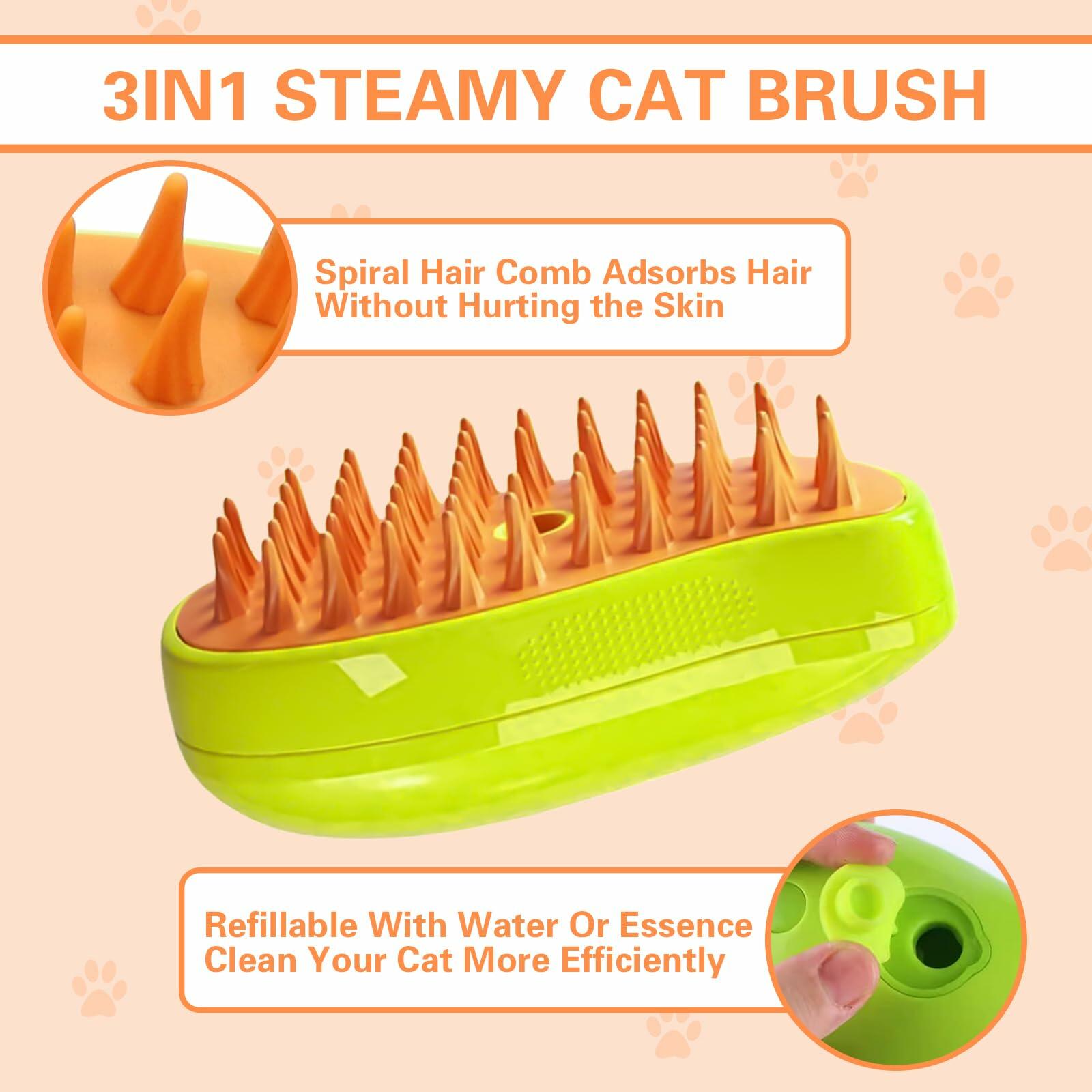 Steamy 3-in-1 Self-Cleaning Pet Brush