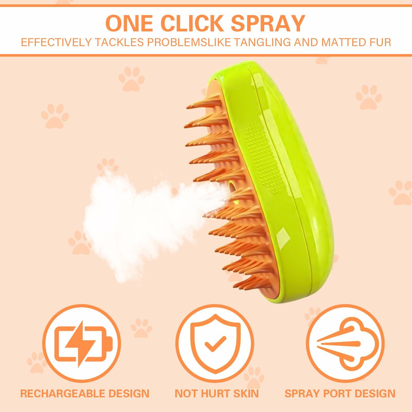 Steamy 3-in-1 Self-Cleaning Pet Brush