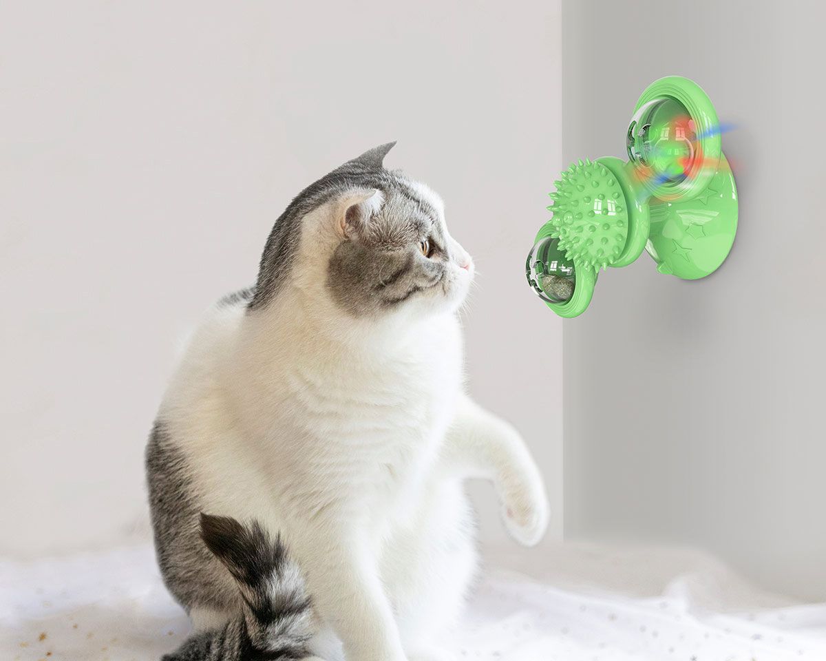 'Windmill' Rotating Suction Cup Spinning Cat Toy