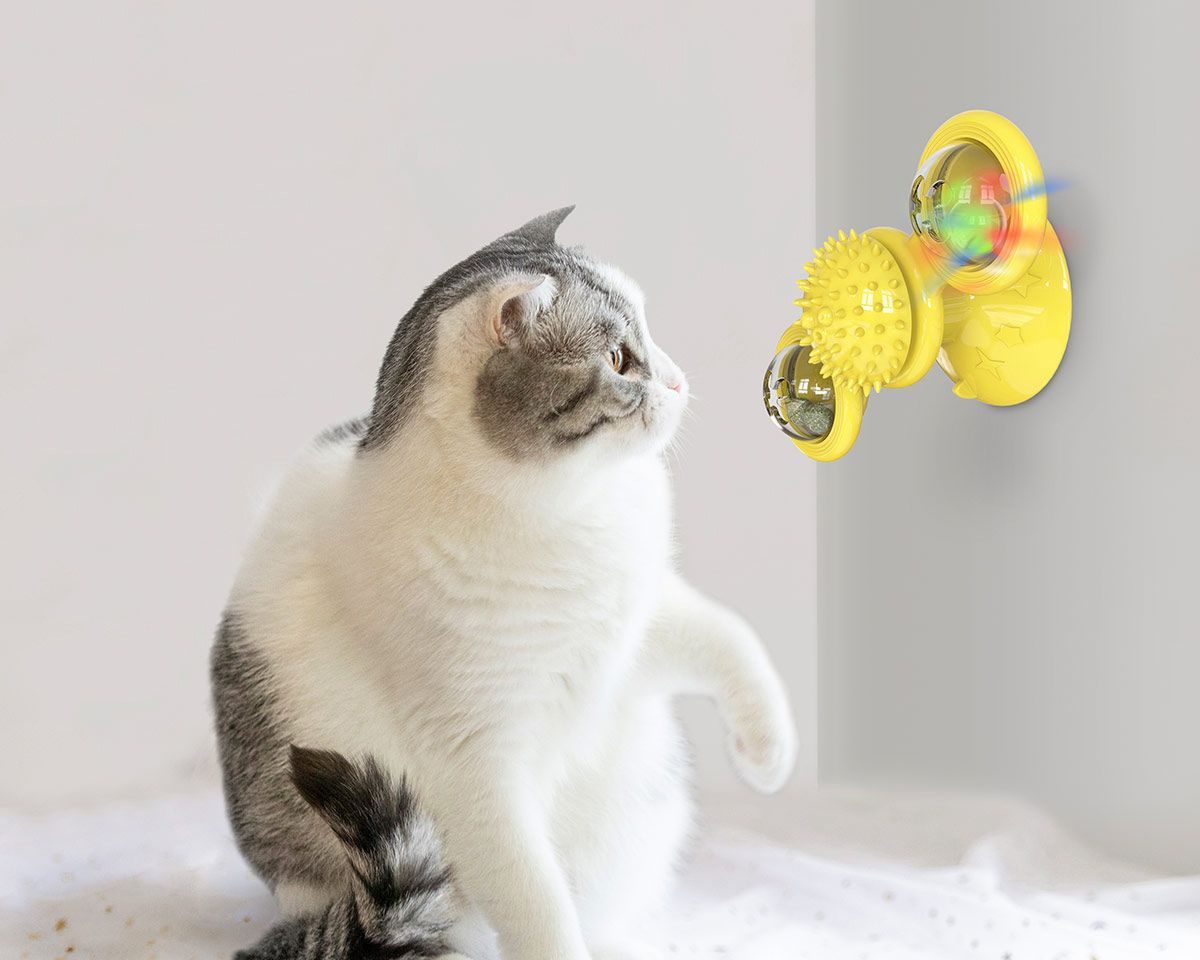'Windmill' Rotating Suction Cup Spinning Cat Toy