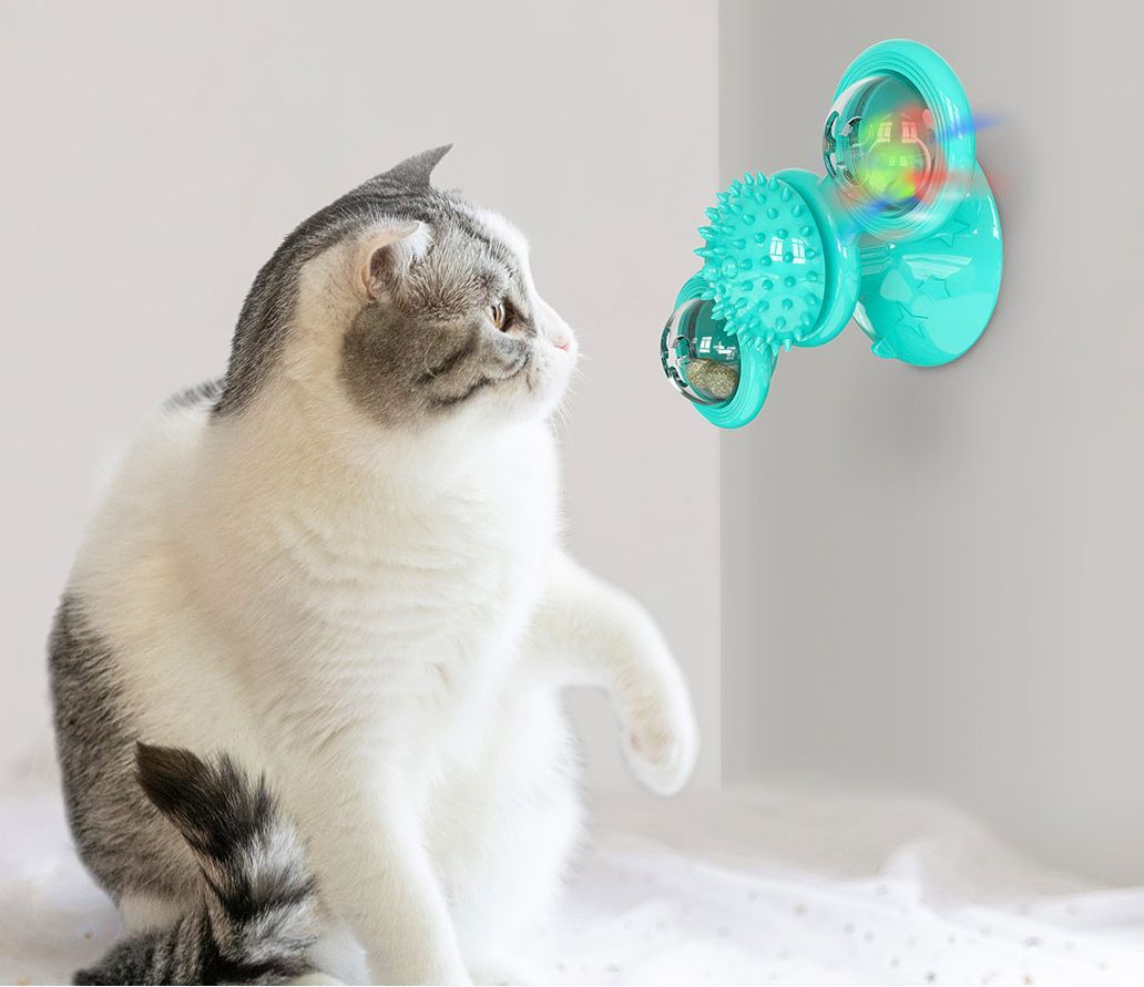 'Windmill' Rotating Suction Cup Spinning Cat Toy