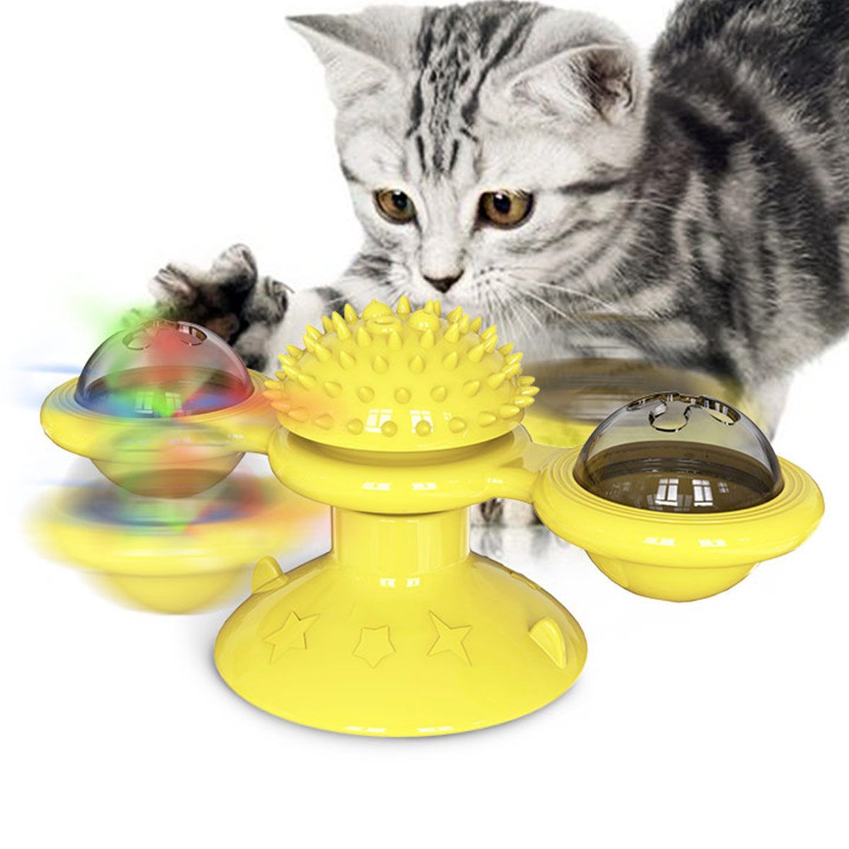'Windmill' Rotating Suction Cup Spinning Cat Toy